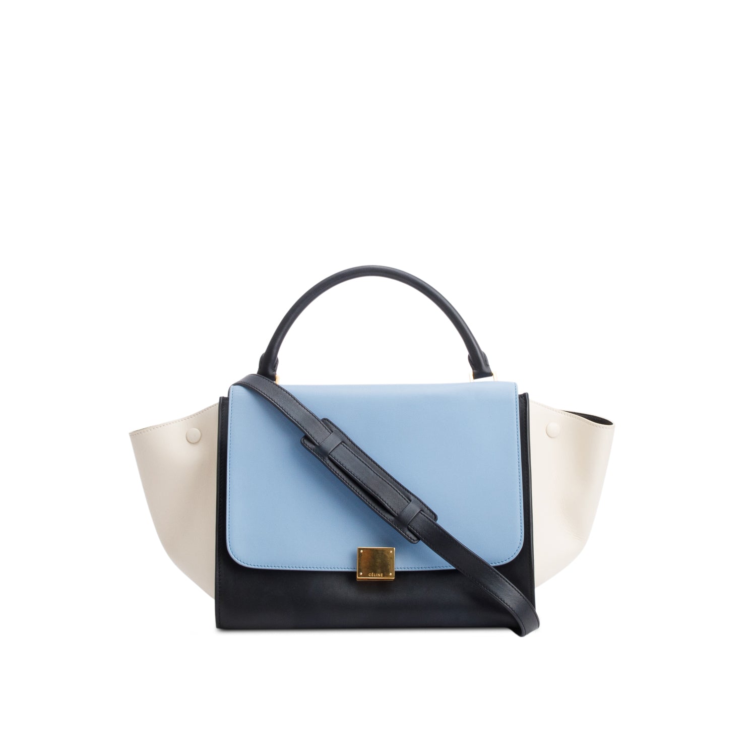 Celine Tricolor Calfskin Leather Medium Trapeze Bag w/ Strap