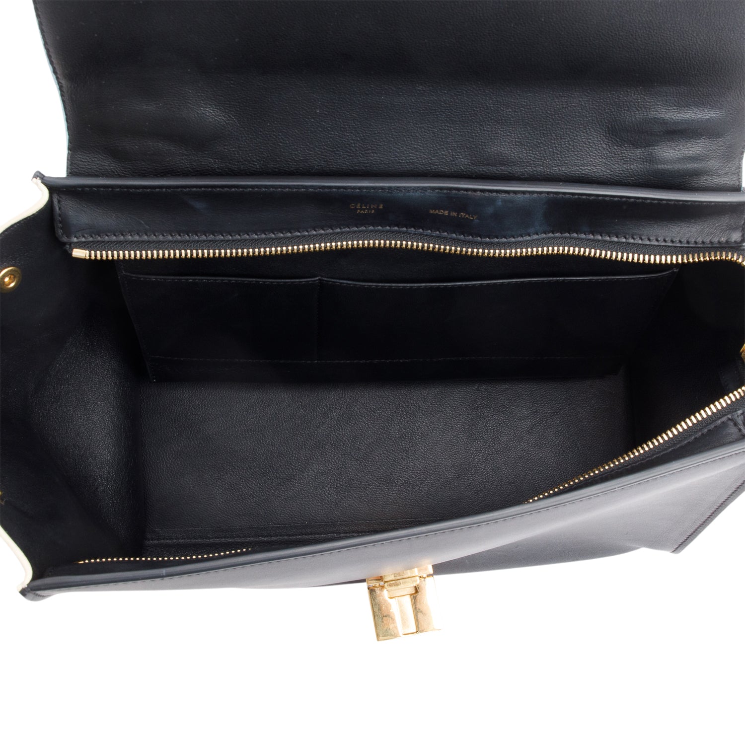 Celine Tricolor Calfskin Leather Medium Trapeze Bag w/ Strap
