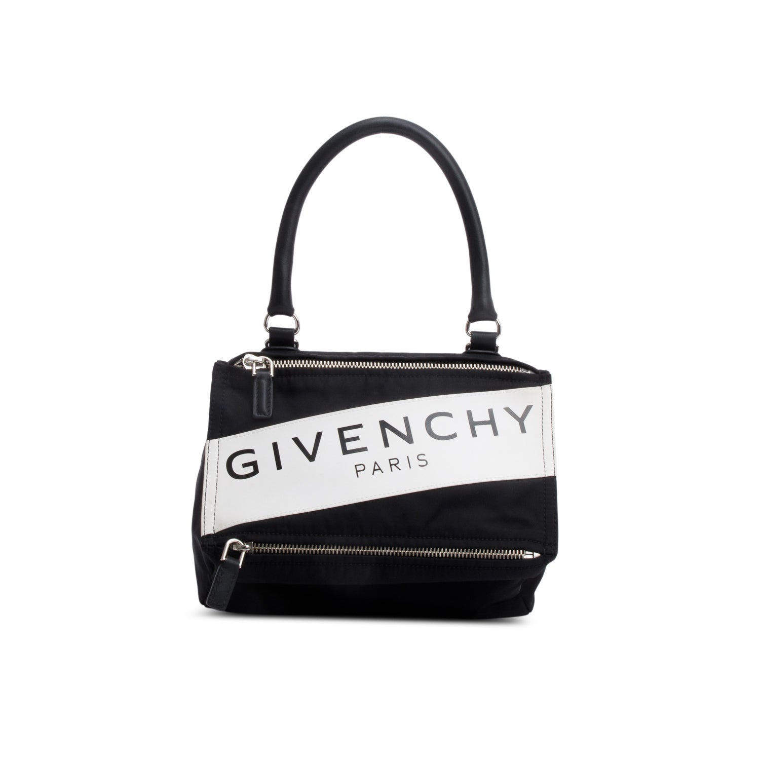 Givenchy Black Nylon Small Logo Pandora Satchel w/ Strap