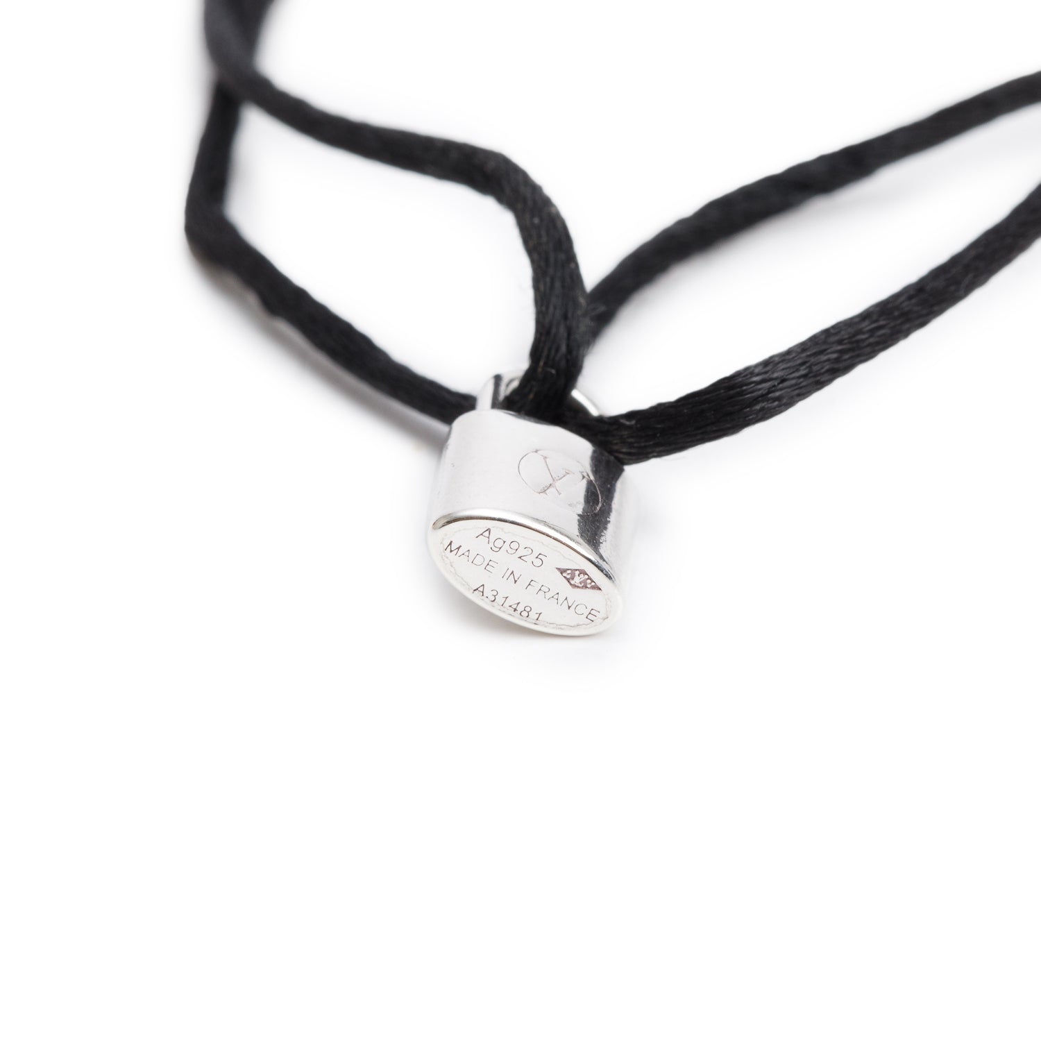 Louis Vuitton Sterling Silver Lockit Black Cord Charm Bracelet
