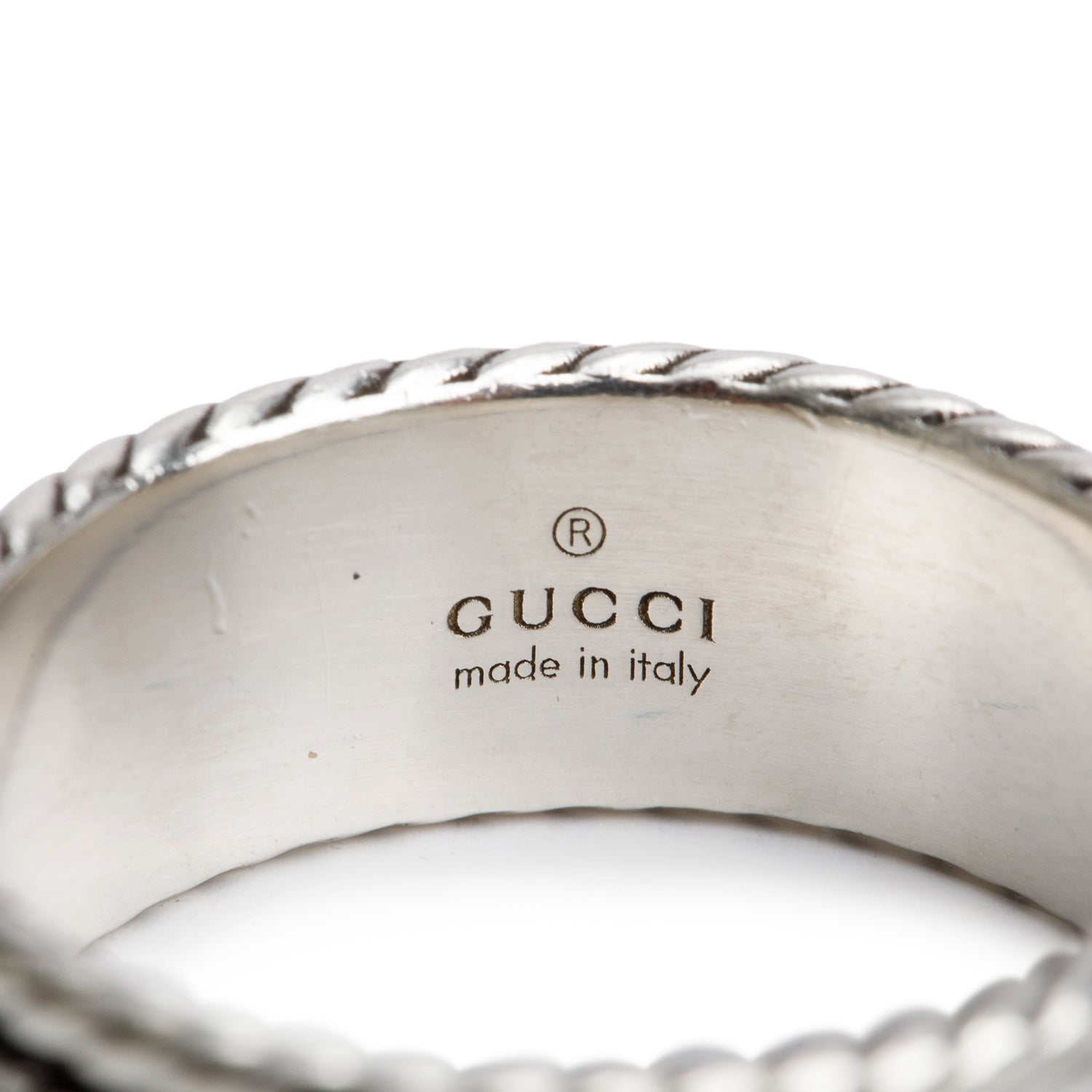 Gucci Sterling Silver Marmont Wide Ring, Size 25 11.0 w/ Box