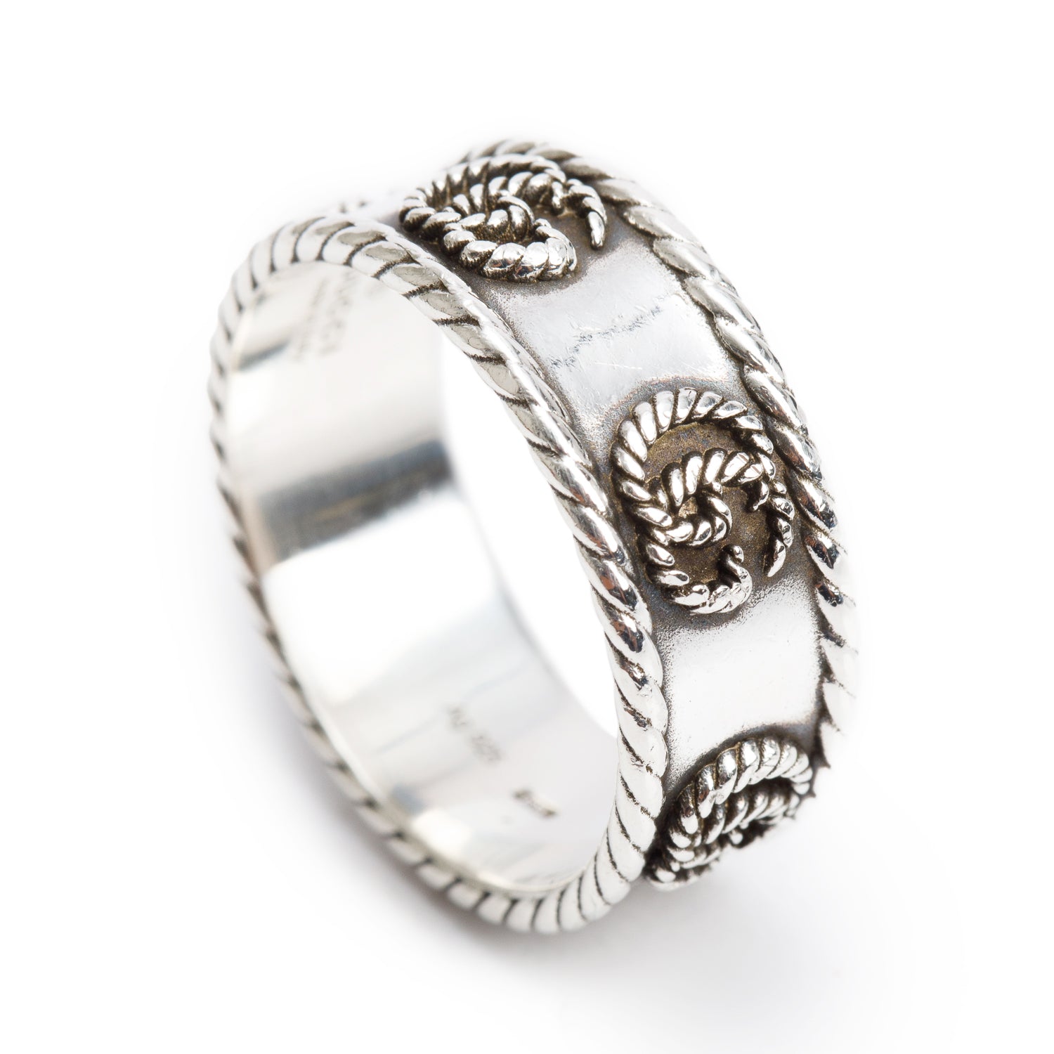 Gucci Sterling Silver Marmont Wide Ring, Size 25 11.0 w/ Box