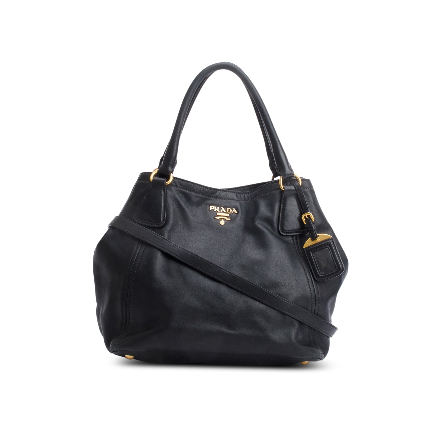 Prada Black Soft Calf Leather Tote / Strap
