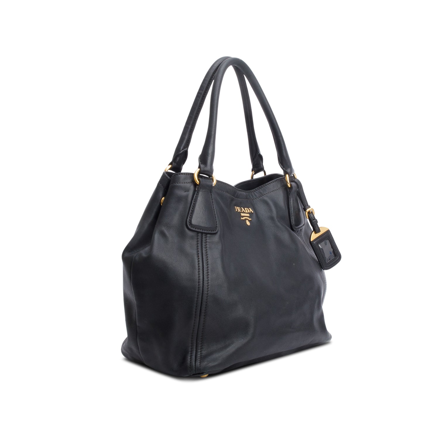 Prada Black Soft Calf Leather Tote / Strap
