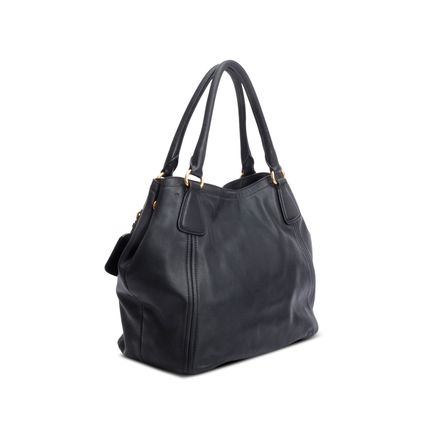 Prada Black Soft Calf Leather Tote / Strap