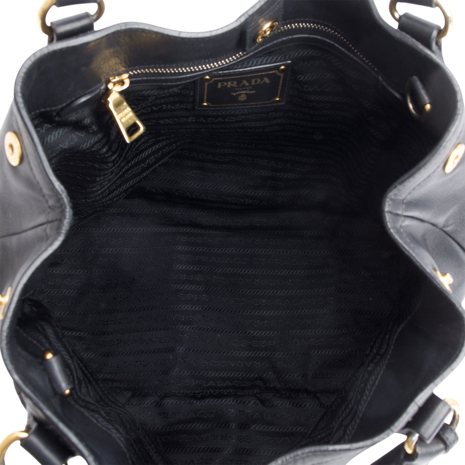 Prada Black Soft Calf Leather Tote / Strap