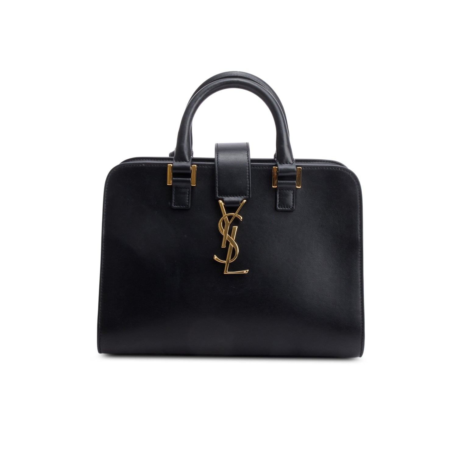 Saint Laurent Black Calfskin Leather Baby Cabas Tote Bag w/ Strap
