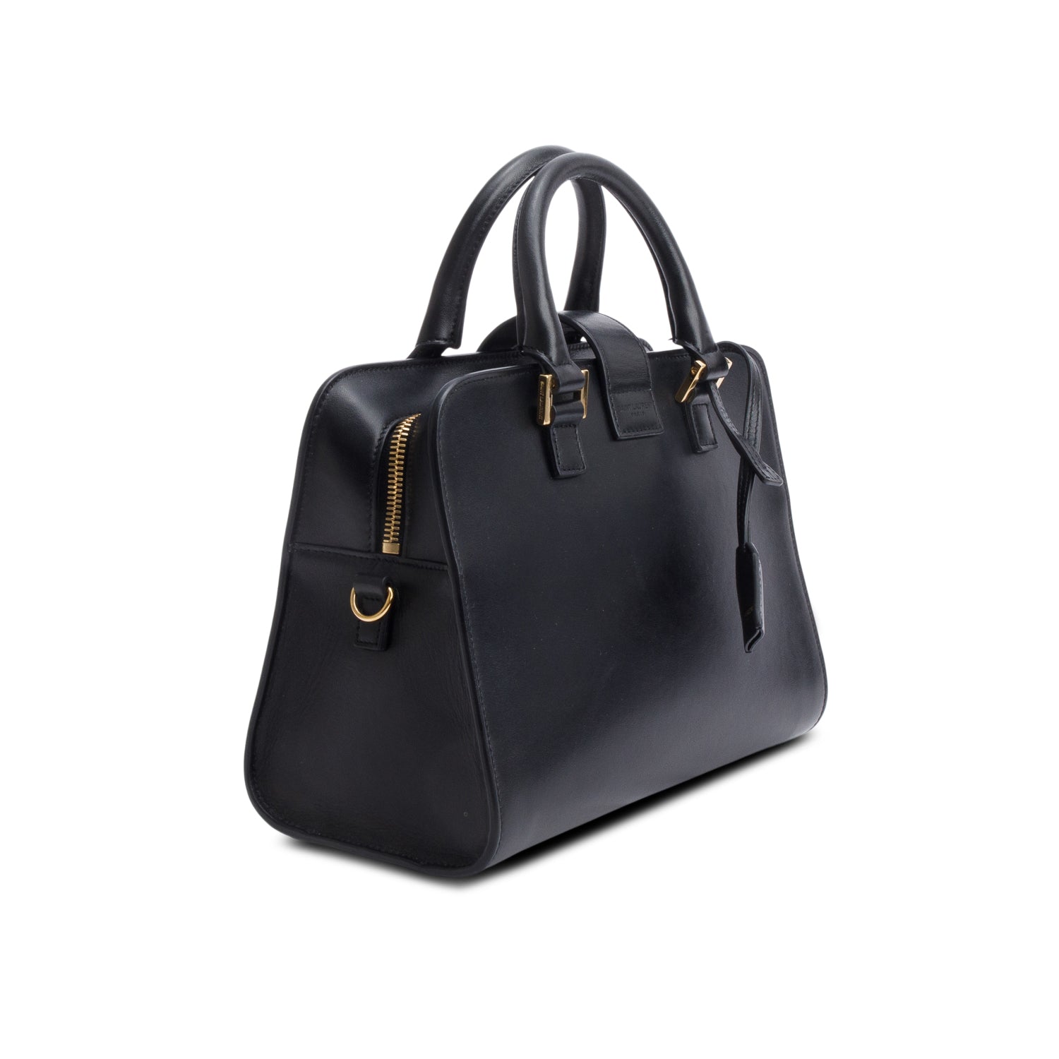 Saint Laurent Black Calfskin Leather Baby Cabas Tote Bag w/ Strap
