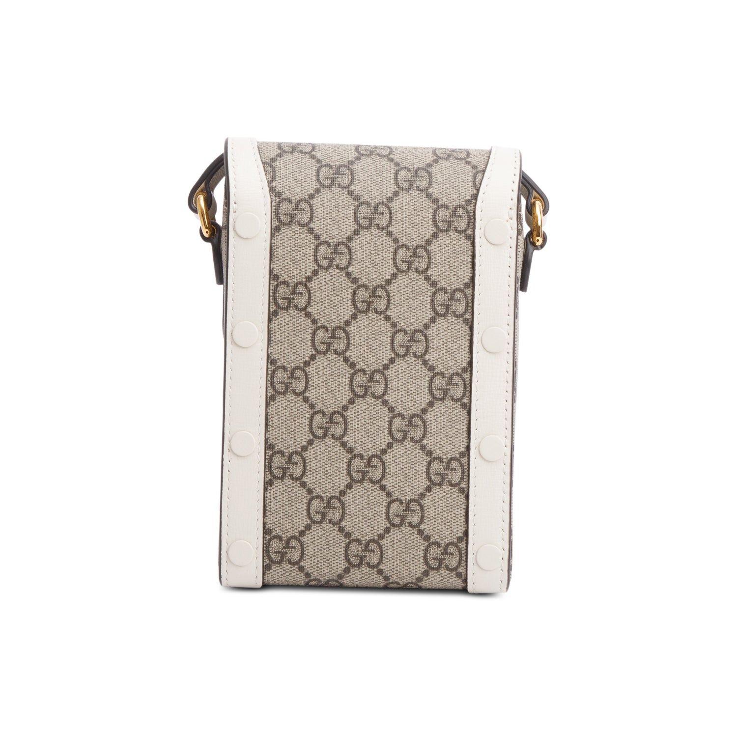 Gucci GG Supreme White Leather Trim Mini Horsebit 1955 Crossbody Bag