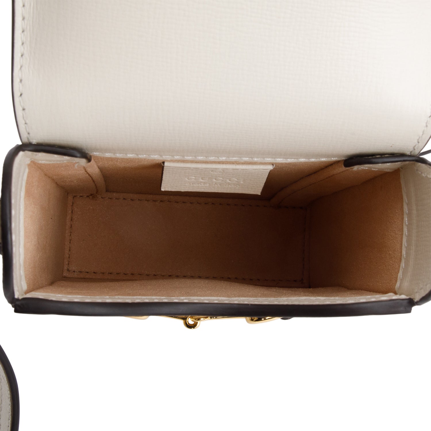 Gucci GG Supreme White Leather Trim Mini Horsebit 1955 Crossbody Bag