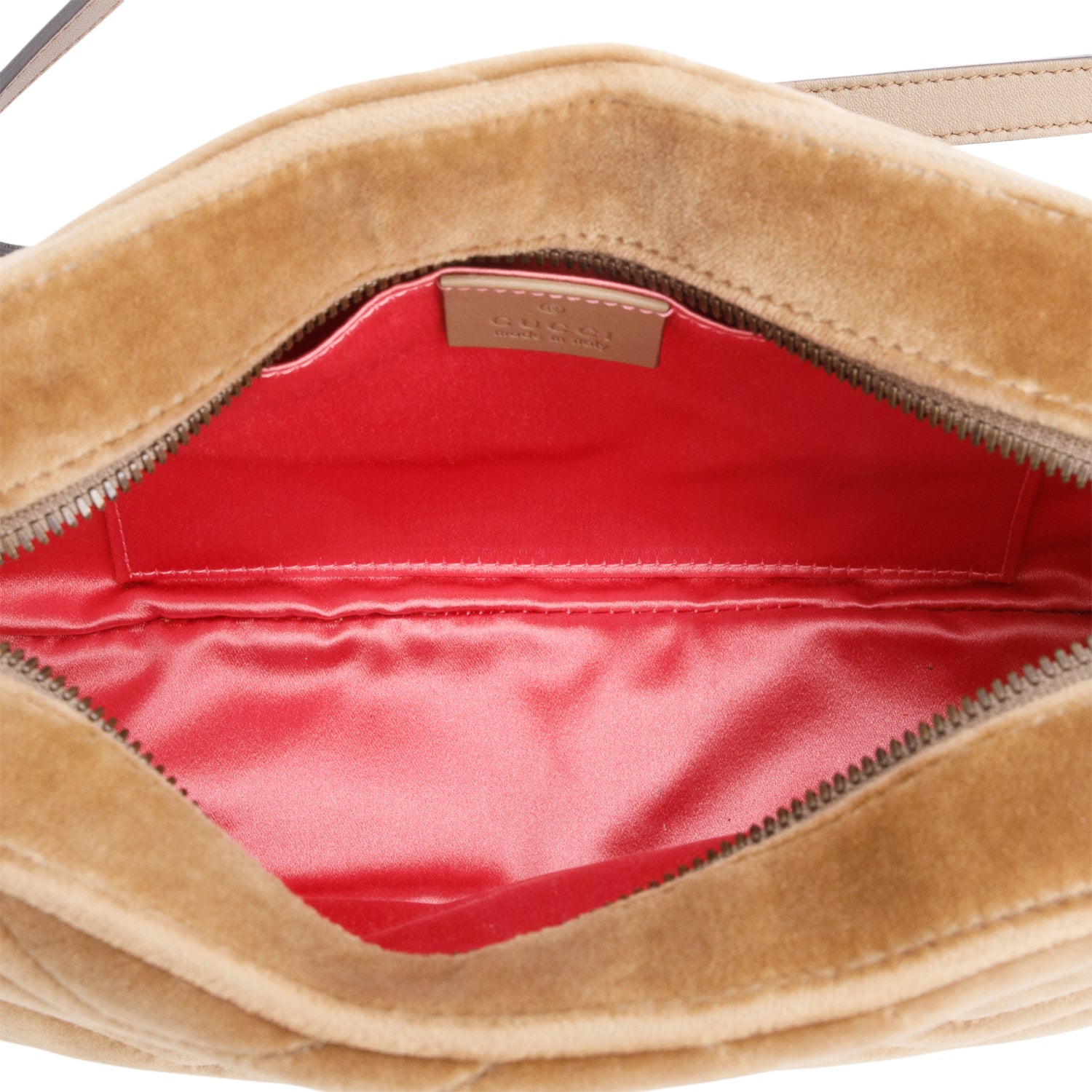 Gucci Brown Velvet Matelasse GG Marmont Small Shoulder Bag w/ Box