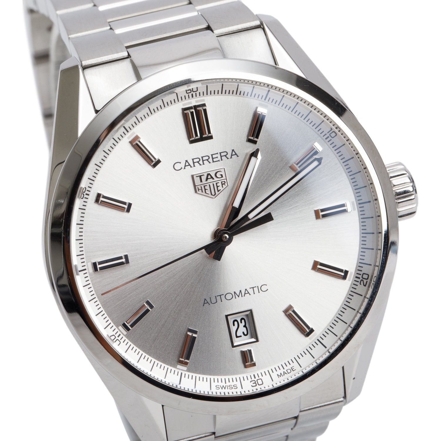 Tag Heuer 2023 Stainless Steel Carrera Date 39 MM Automatic Watch Silver Dial WBN2111 w/ Box & Papers
