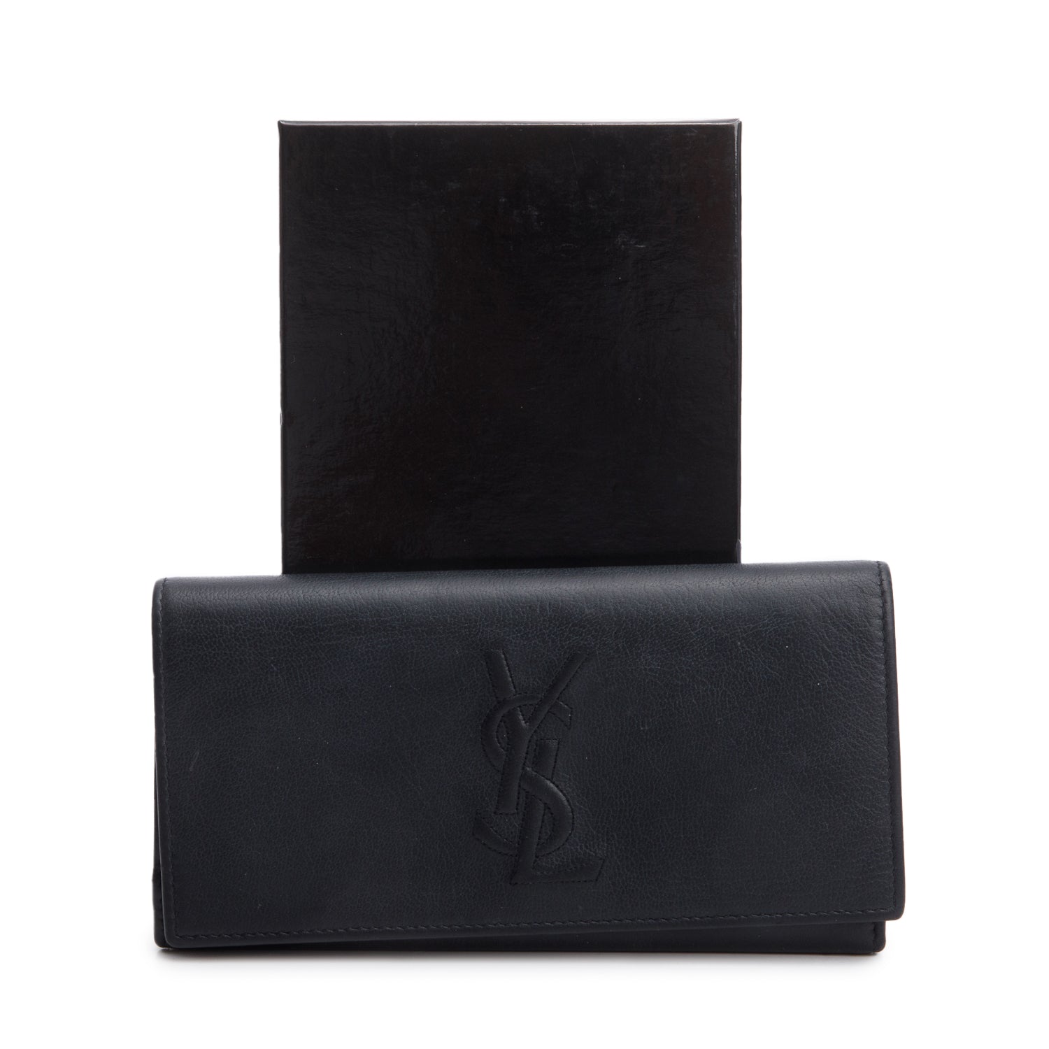 Saint Laurent Black Leather Continental Flap Wallet w/ Box