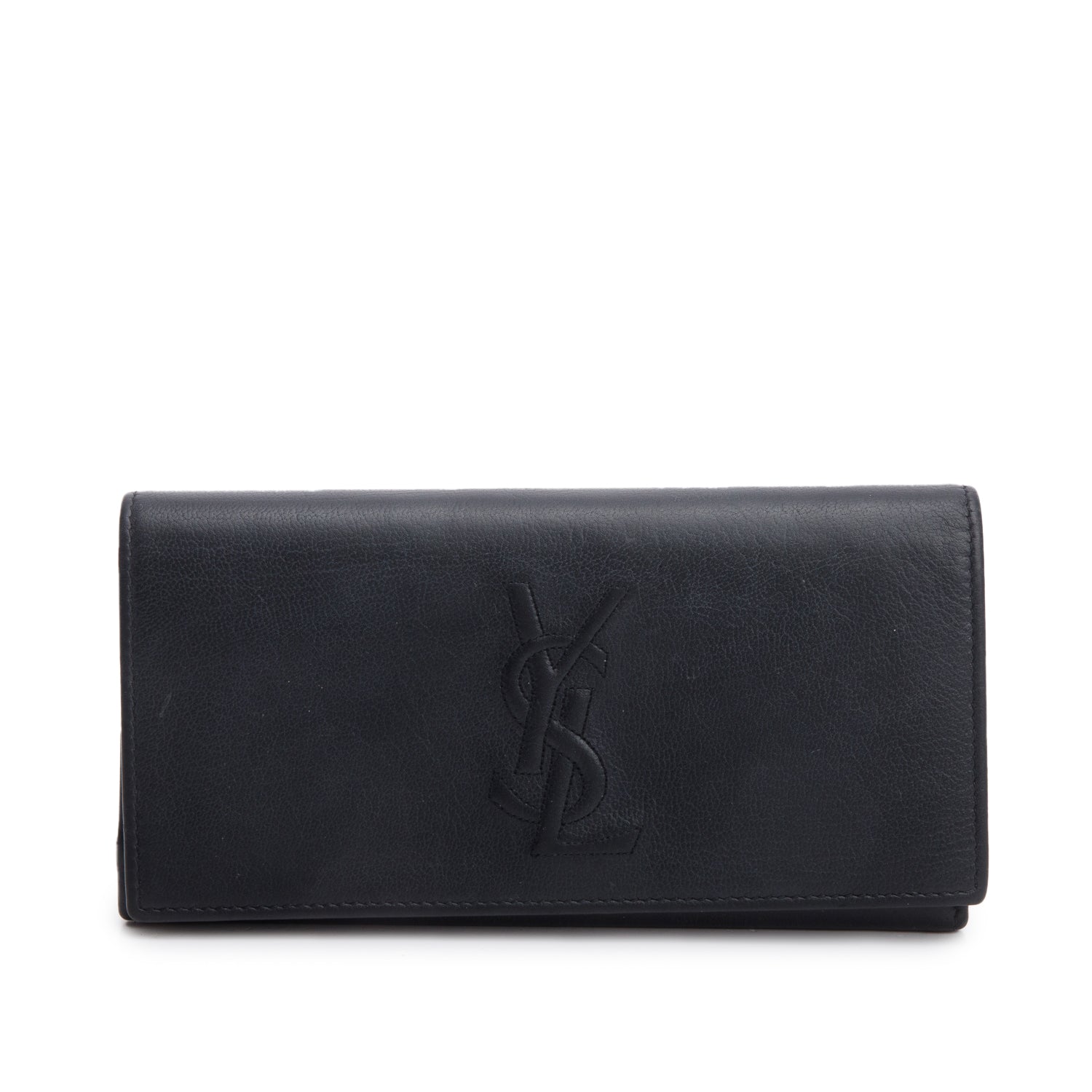 Saint Laurent Black Leather Continental Flap Wallet w/ Box