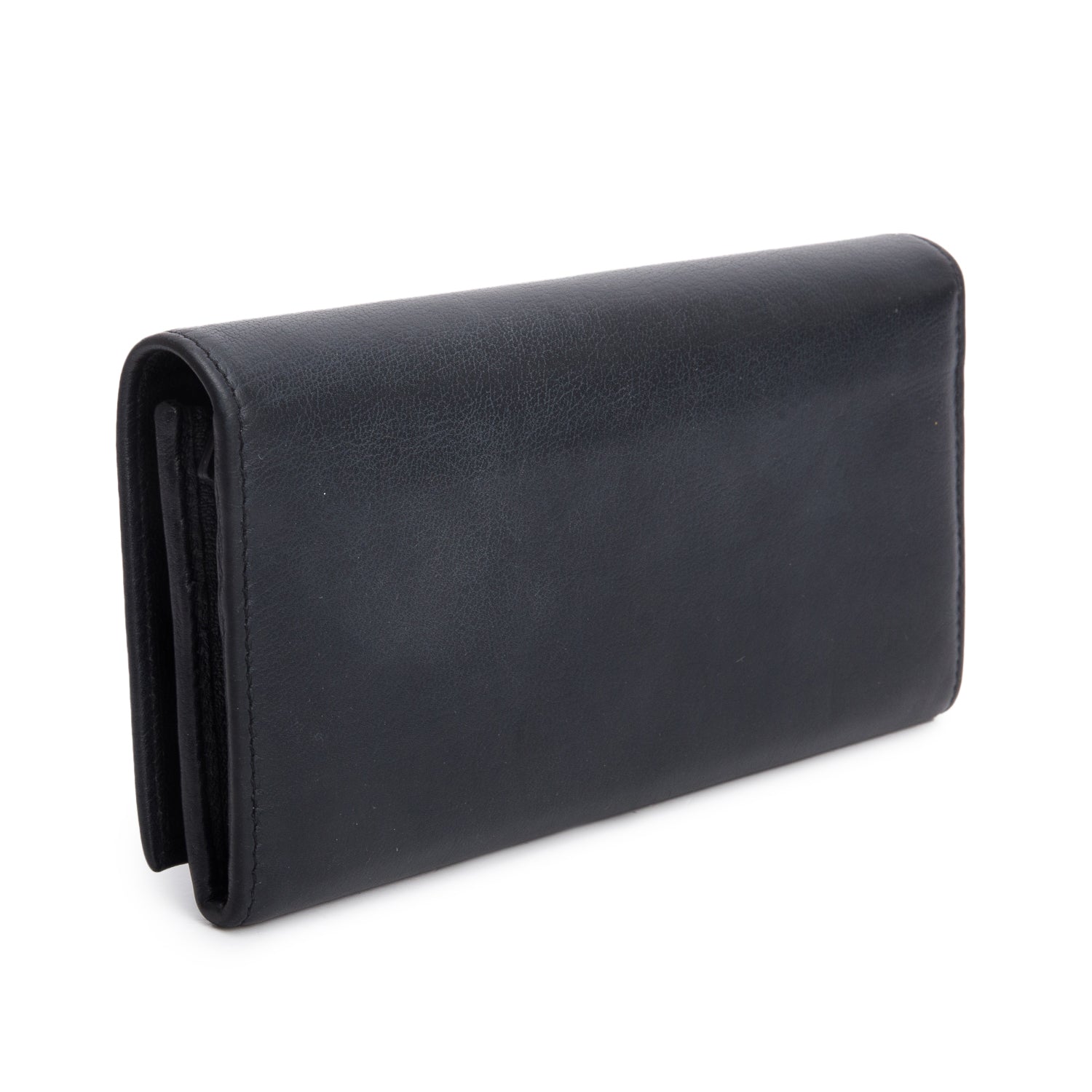 Saint Laurent Black Leather Continental Flap Wallet w/ Box
