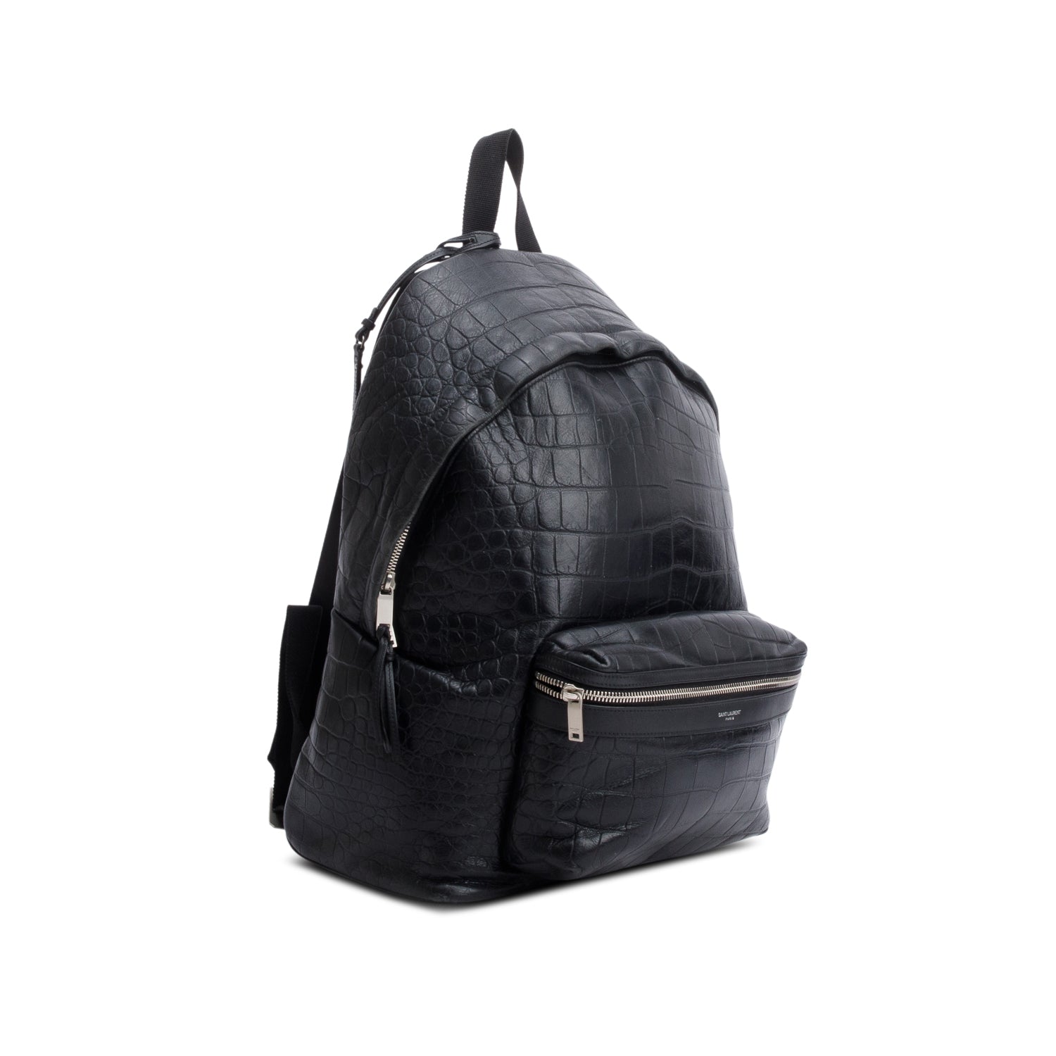 Saint Laurent 2020 Black Crocodile-Embossed Calfskin Leather City Backpack