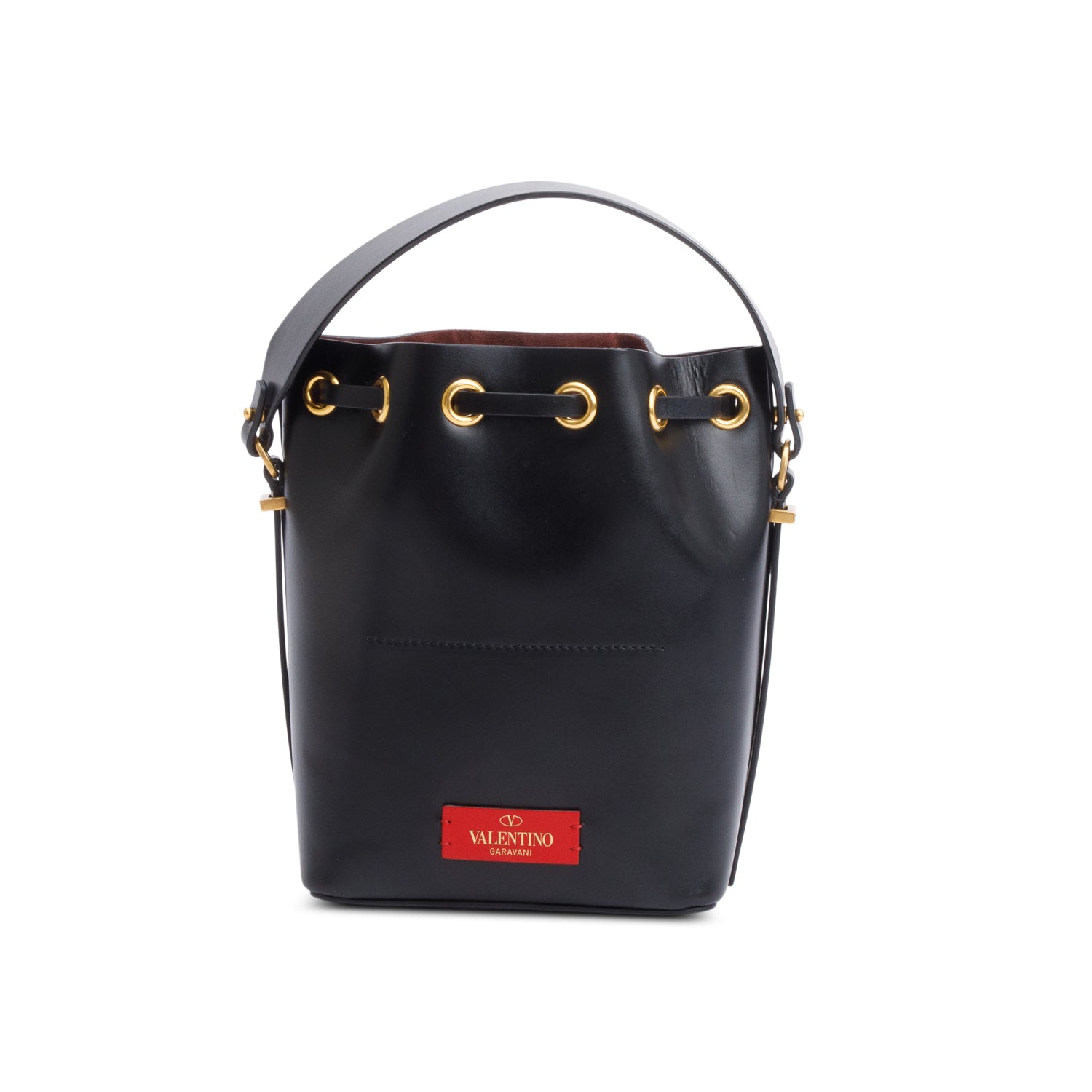 Valentino Black Calfskin Leather Vlogo Walk Bucket Bag