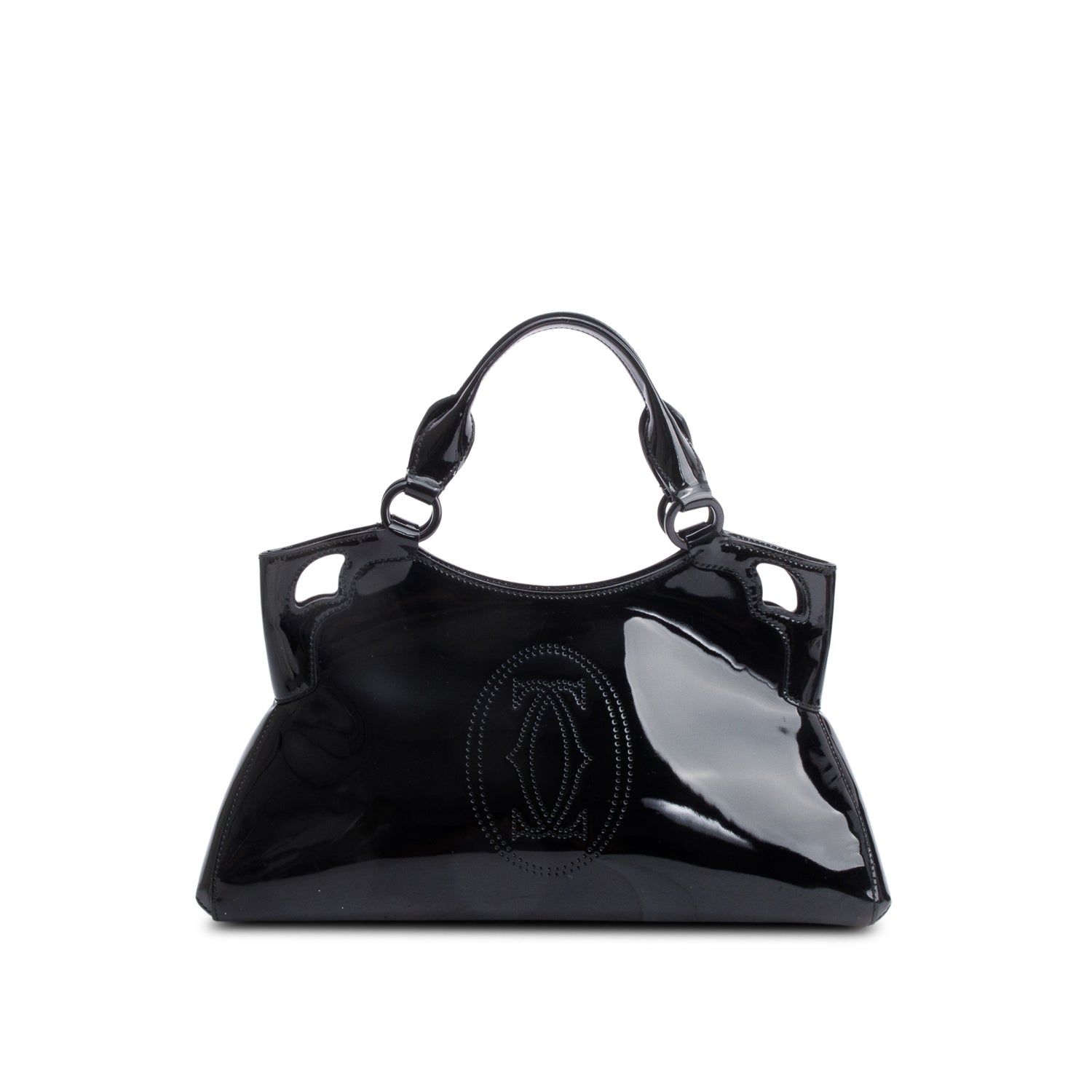 Cartier Black Patent Leather Medium Marcello De Cartier Tote w/ Authenticity Card
