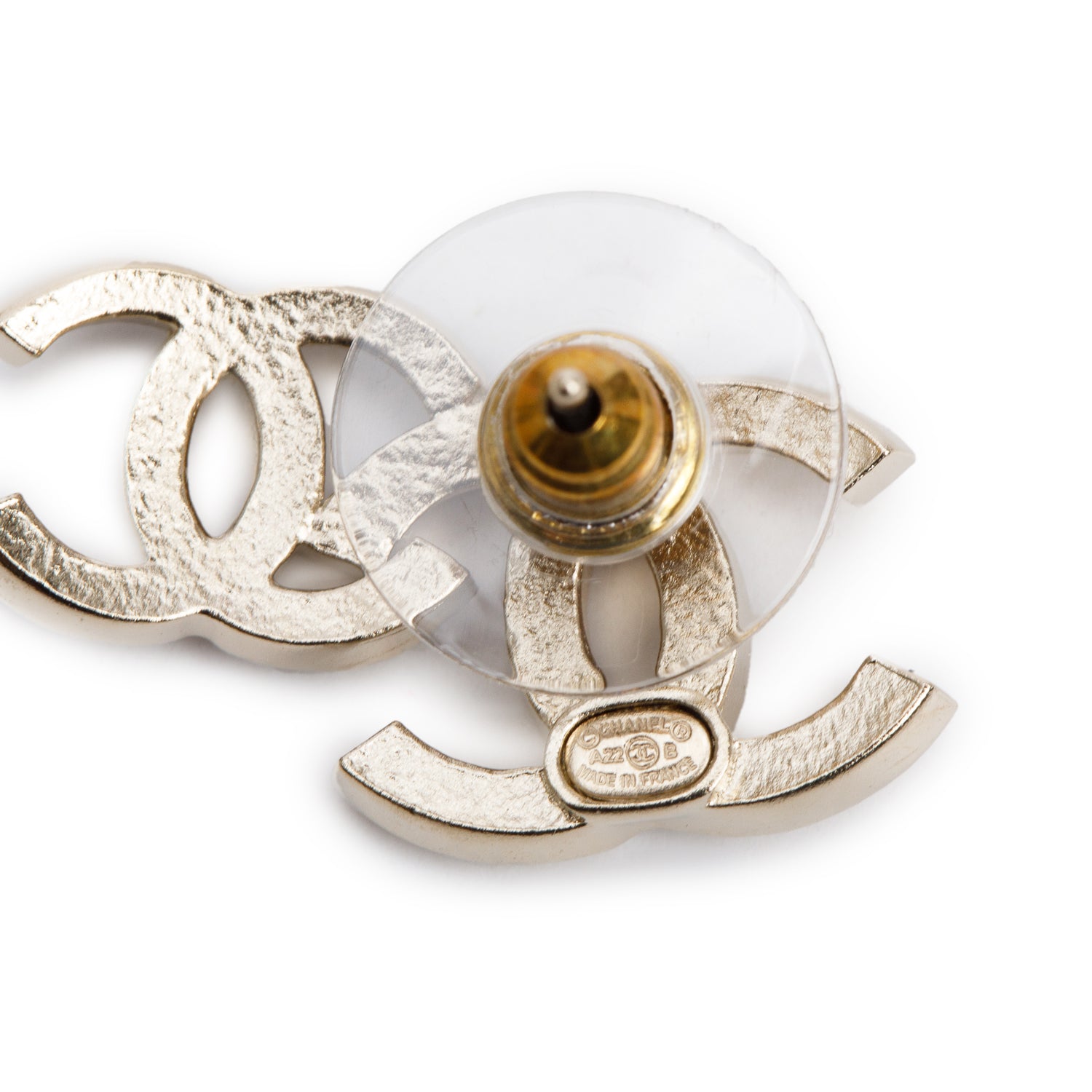 Chanel 2022 Gold-Plated Strass Double CC Stud Earrings w/ Box