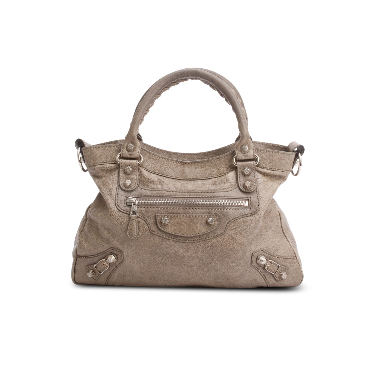 Balenciaga Taupe Motocross Agneau Leather Giant 12 City Bag w/ Strap