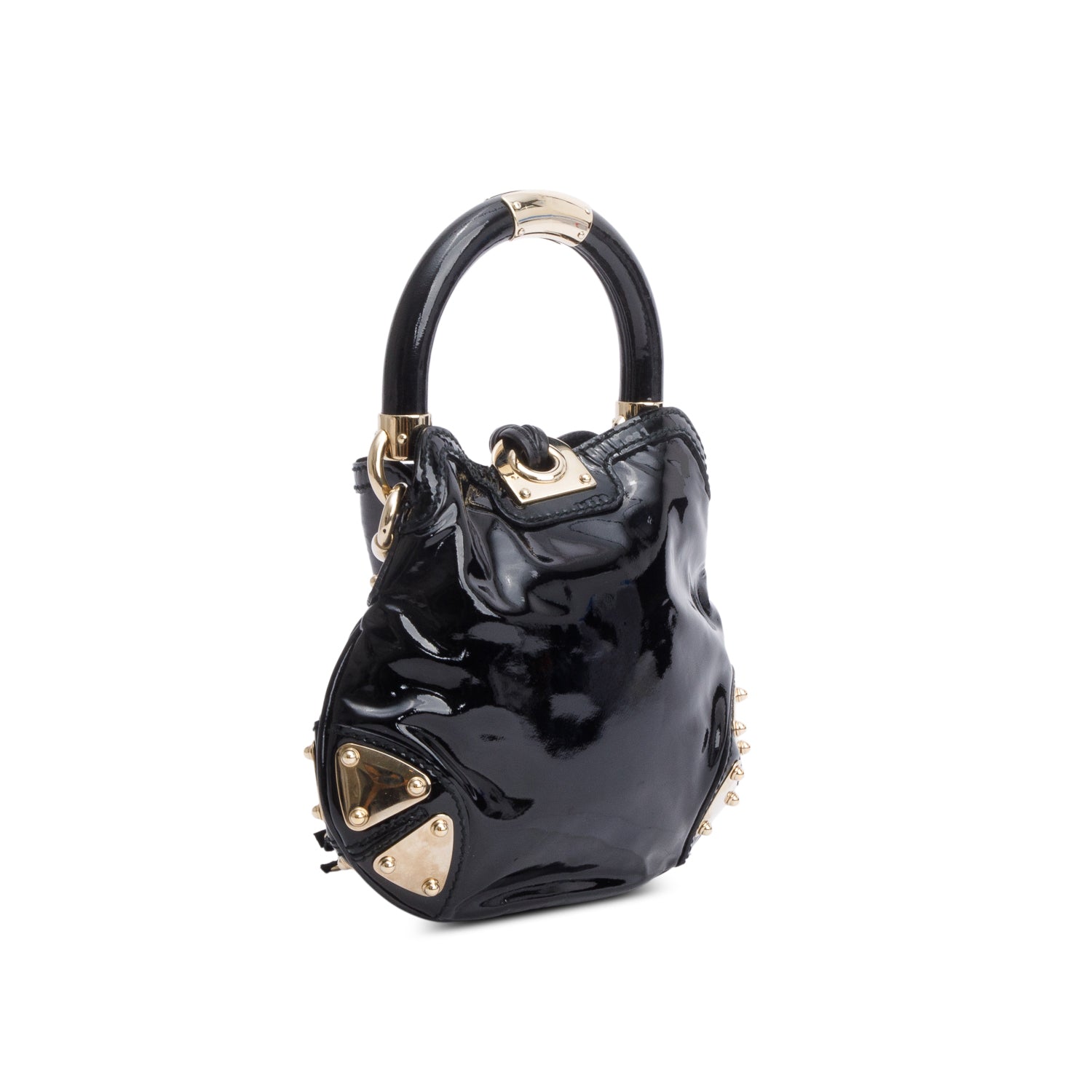 Gucci Black Patent Leather Mini Indy Babouska Handle Crossbody Bag