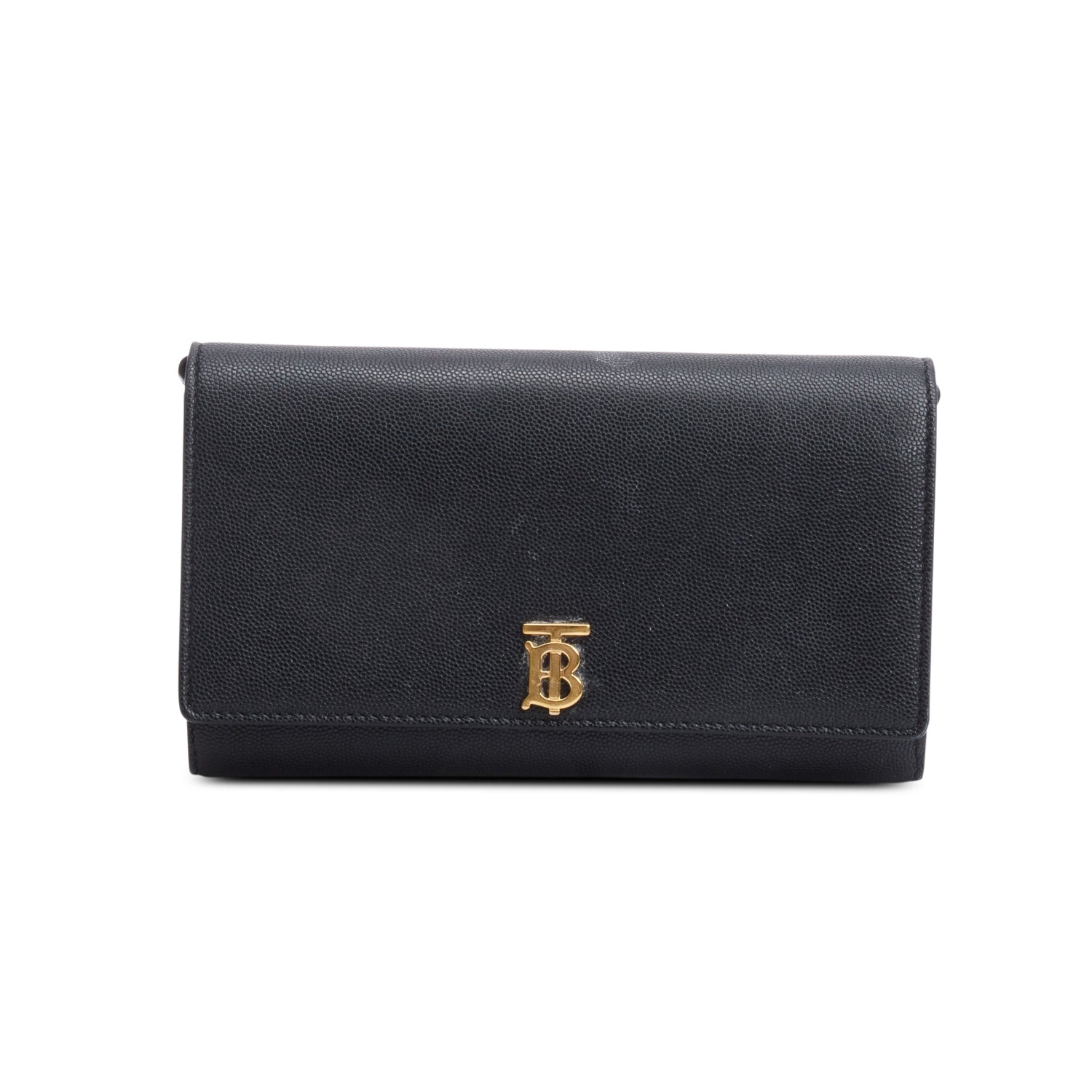 Burberry Black Calfskin Leather TB Hanna Wallet on Chain w/ Box