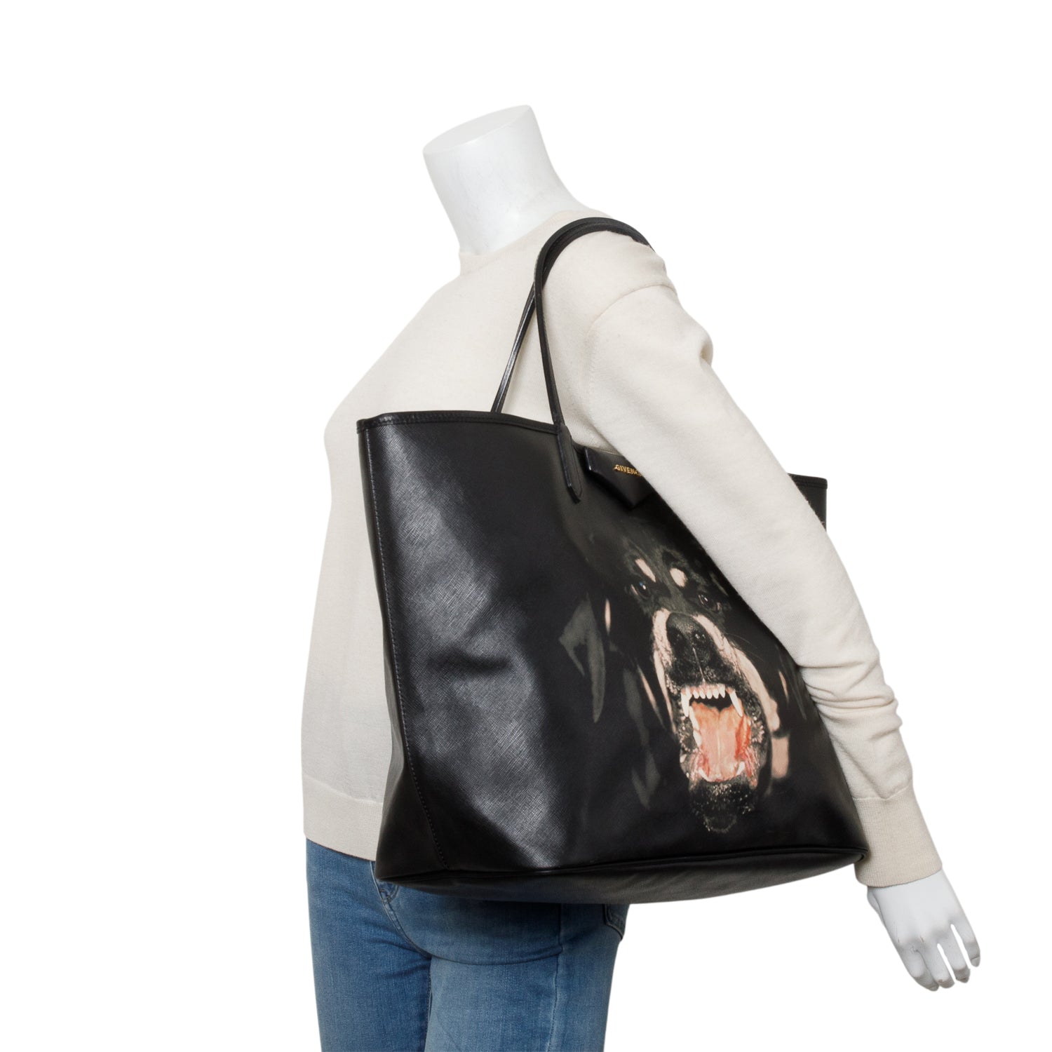 Givenchy Black Coated Canvas Antigona Rottweiler Shopping Tote