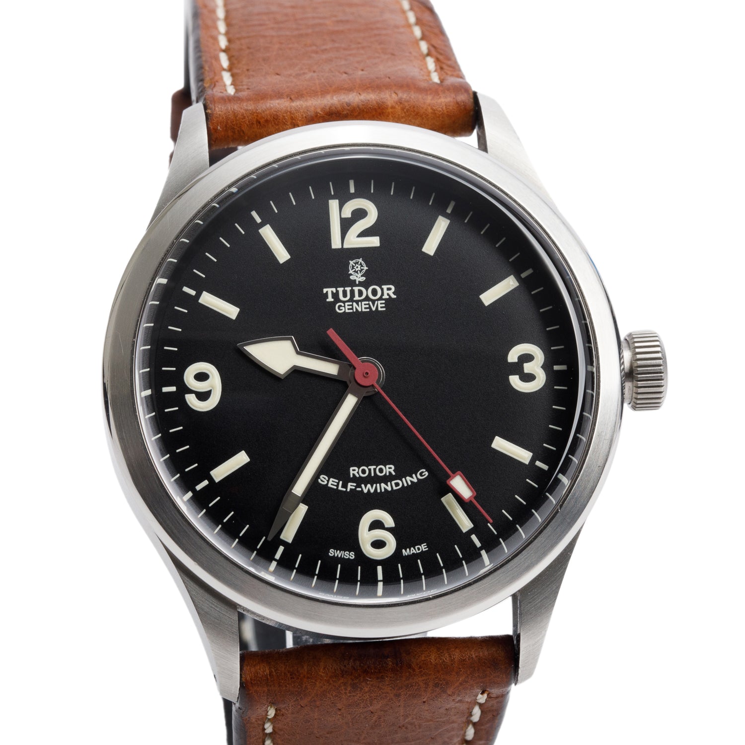Tudor Stainless Steel Heritage Ranger 41 MM Automatic Watch Black Dial 79910 w/ Box & Papers