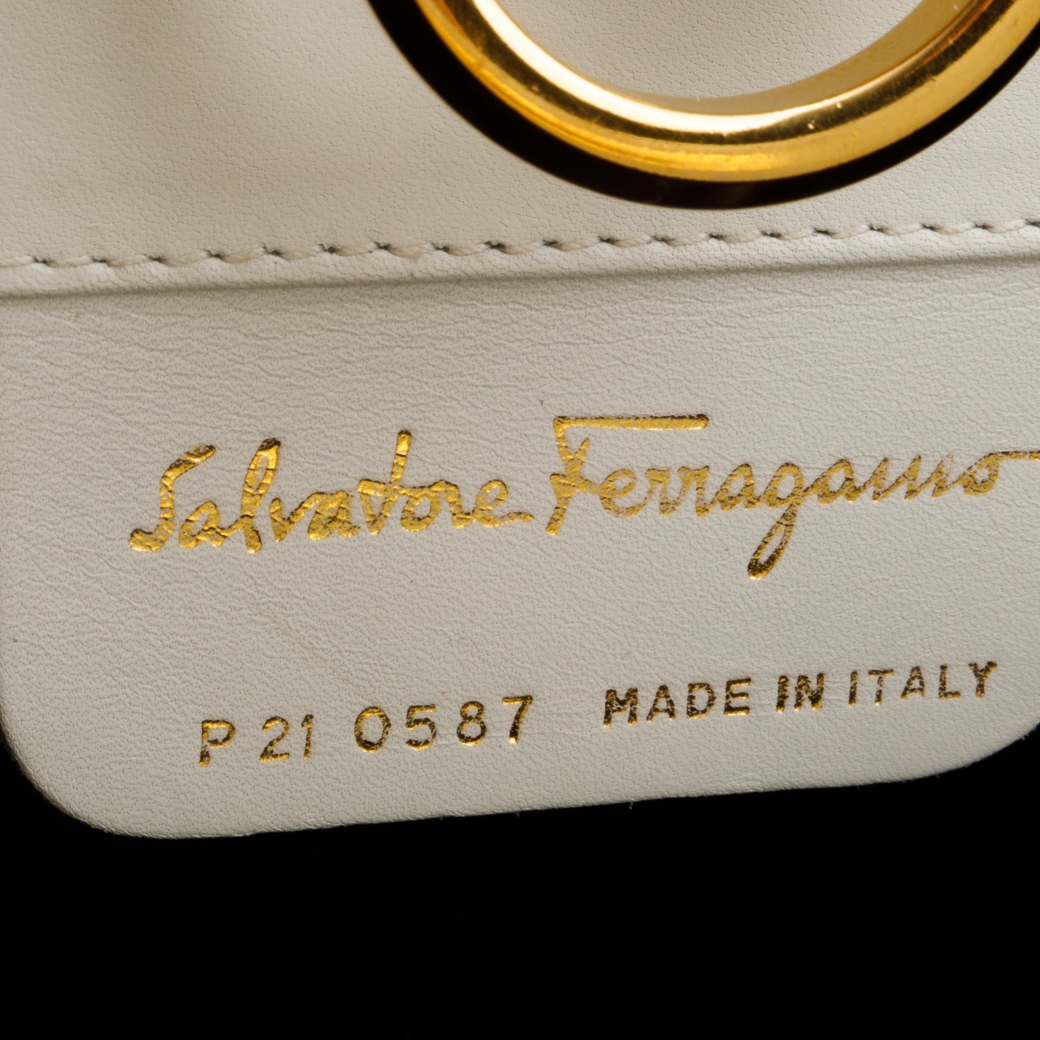 Ferragamo White Leather Gancini Chain Crossbody