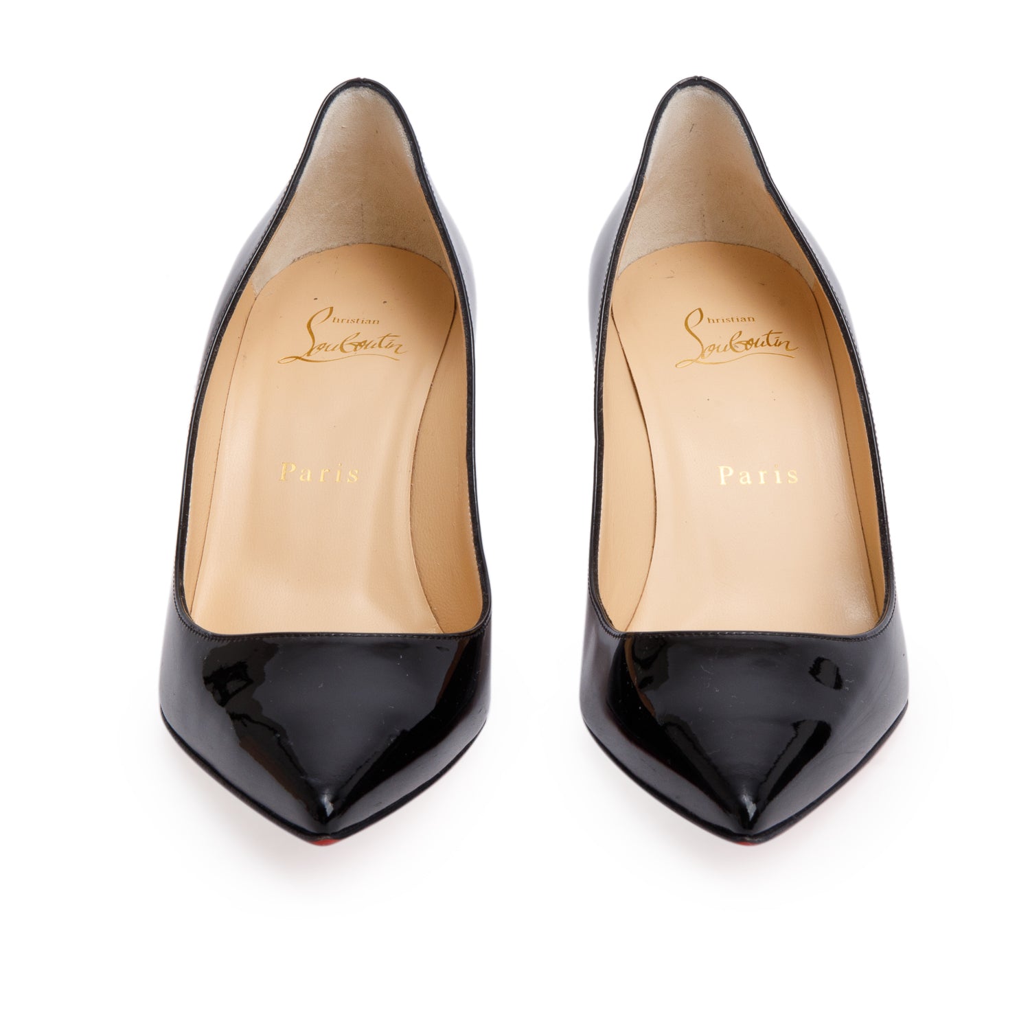 Christian Louboutin Black Patent Leather Kate 70 Pumps, Size 37 w/ Box