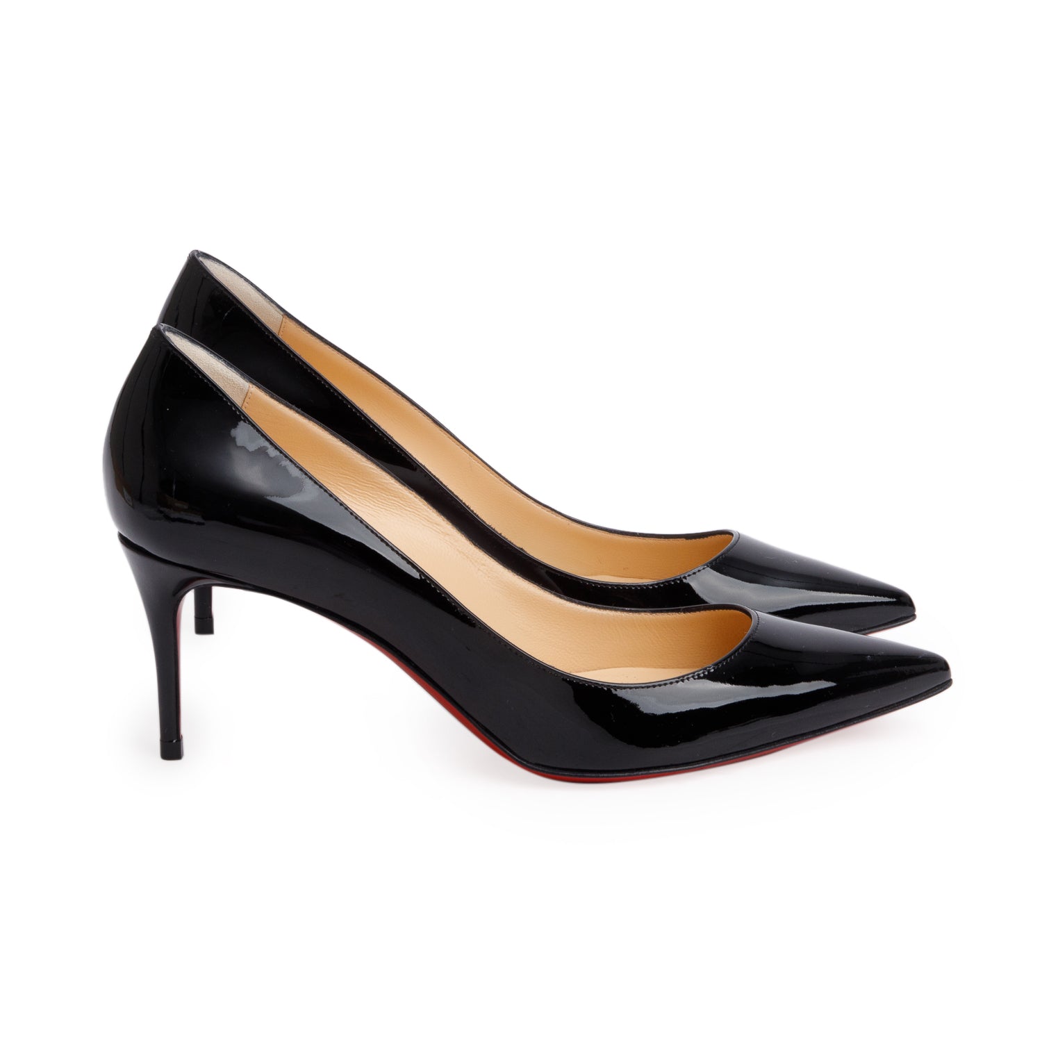 Christian Louboutin Black Patent Leather Kate 70 Pumps, Size 37 w/ Box