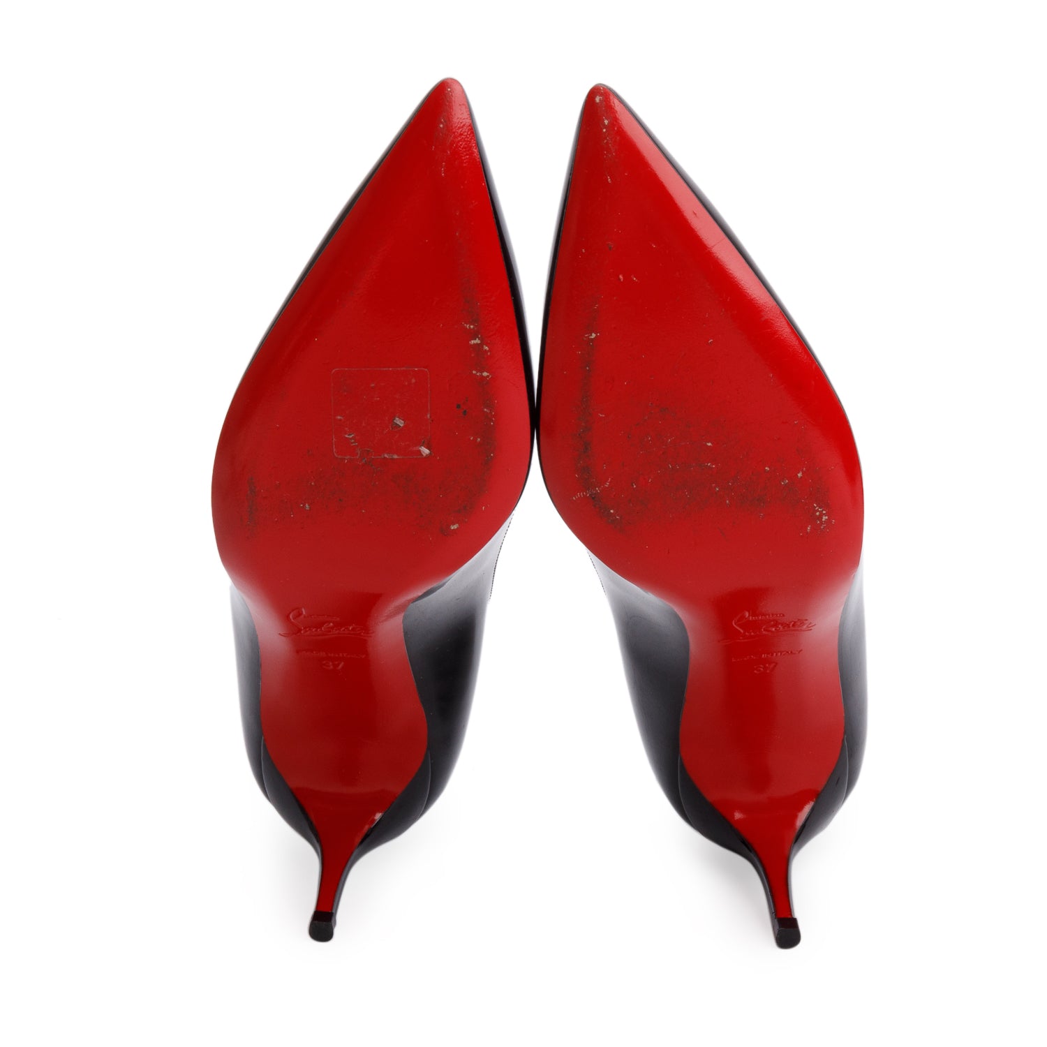 Christian Louboutin Black Patent Leather Kate 70 Pumps, Size 37 w/ Box