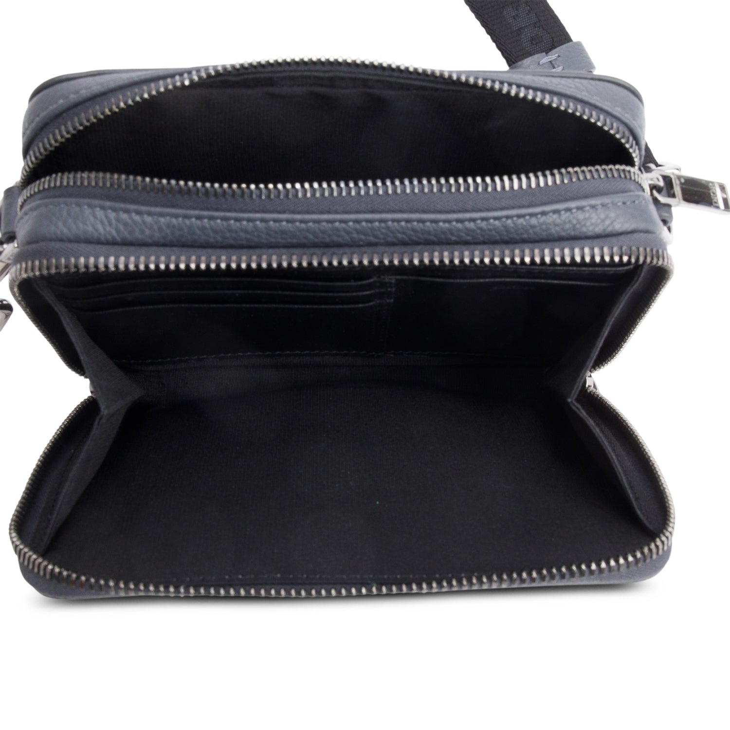 Christion Dior 2020 Grey Leather Double Zipped Pouch Crossbody w/ Strap