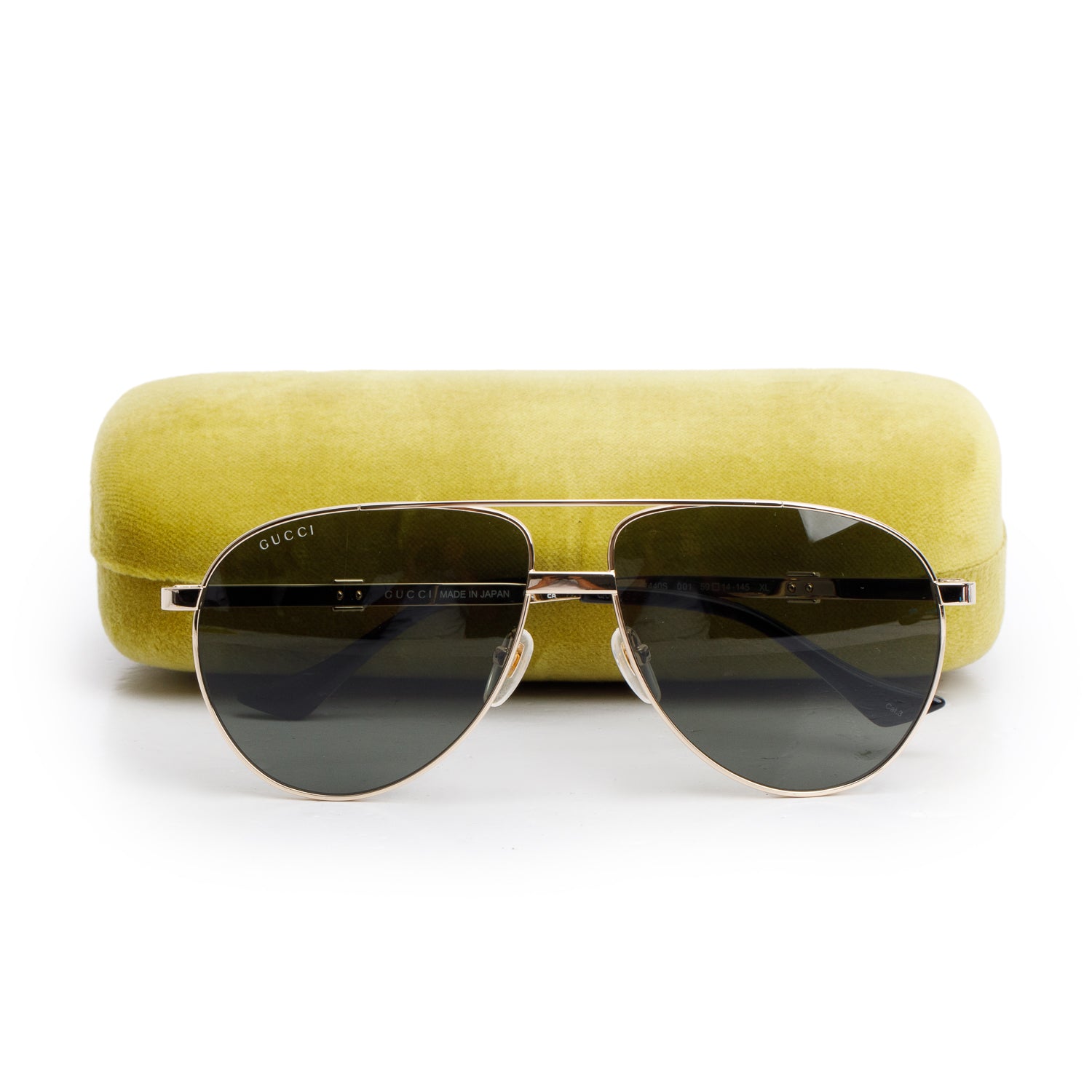 Gucci GG1440S Black Acetate Metal Web Aviator Sunglasses w/ Case