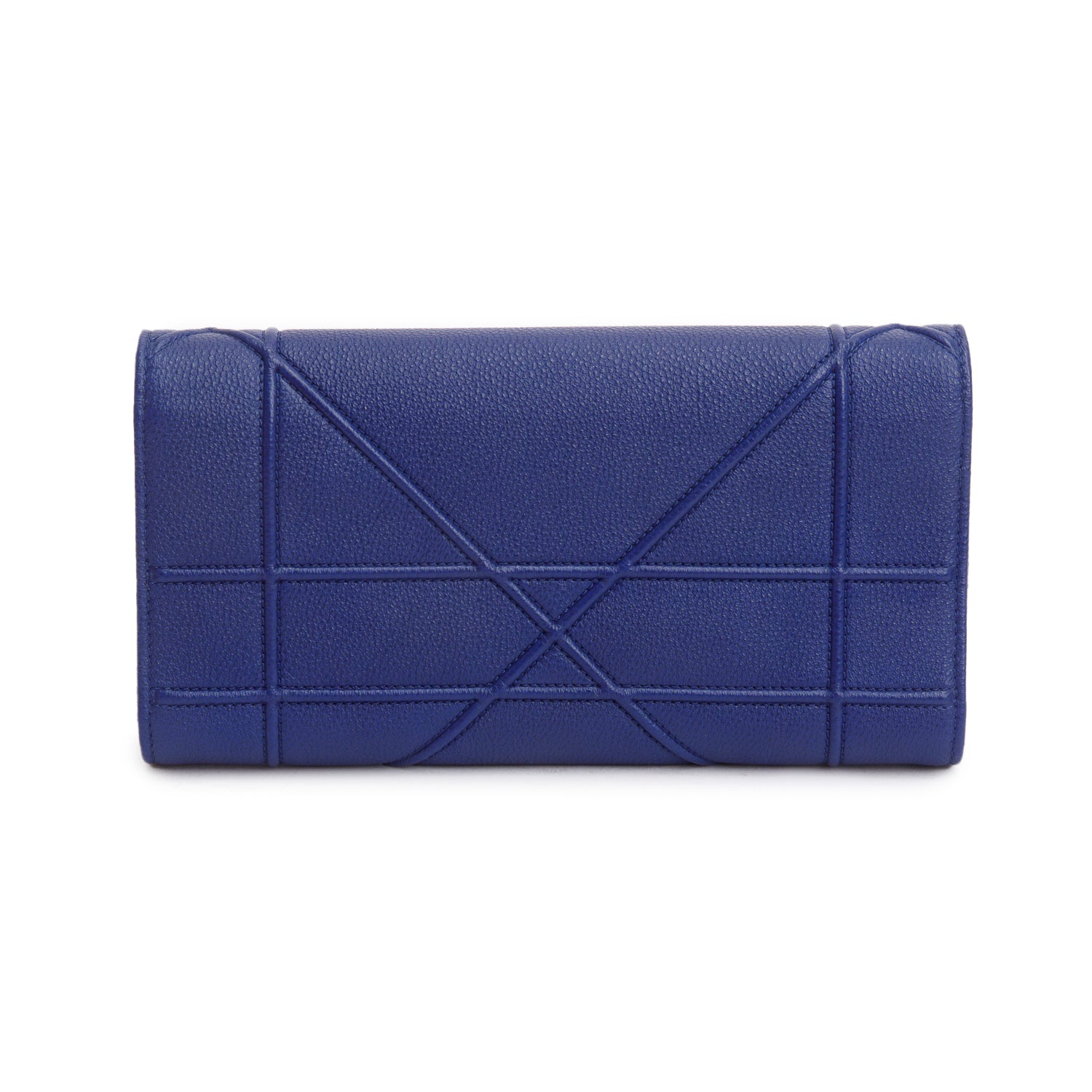 Christian Dior Blue Grained Calfskin Leather Diorama Croisiere Wallet on Chain w/ Box