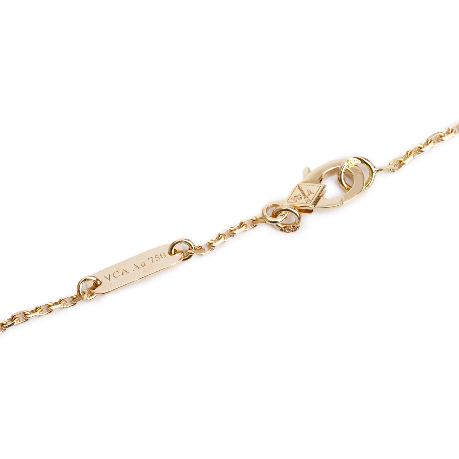 Van Cleef & Arpels 18k Yellow Gold Vintage Alhambra Mother of Pearl Pendant Necklace w/ Box