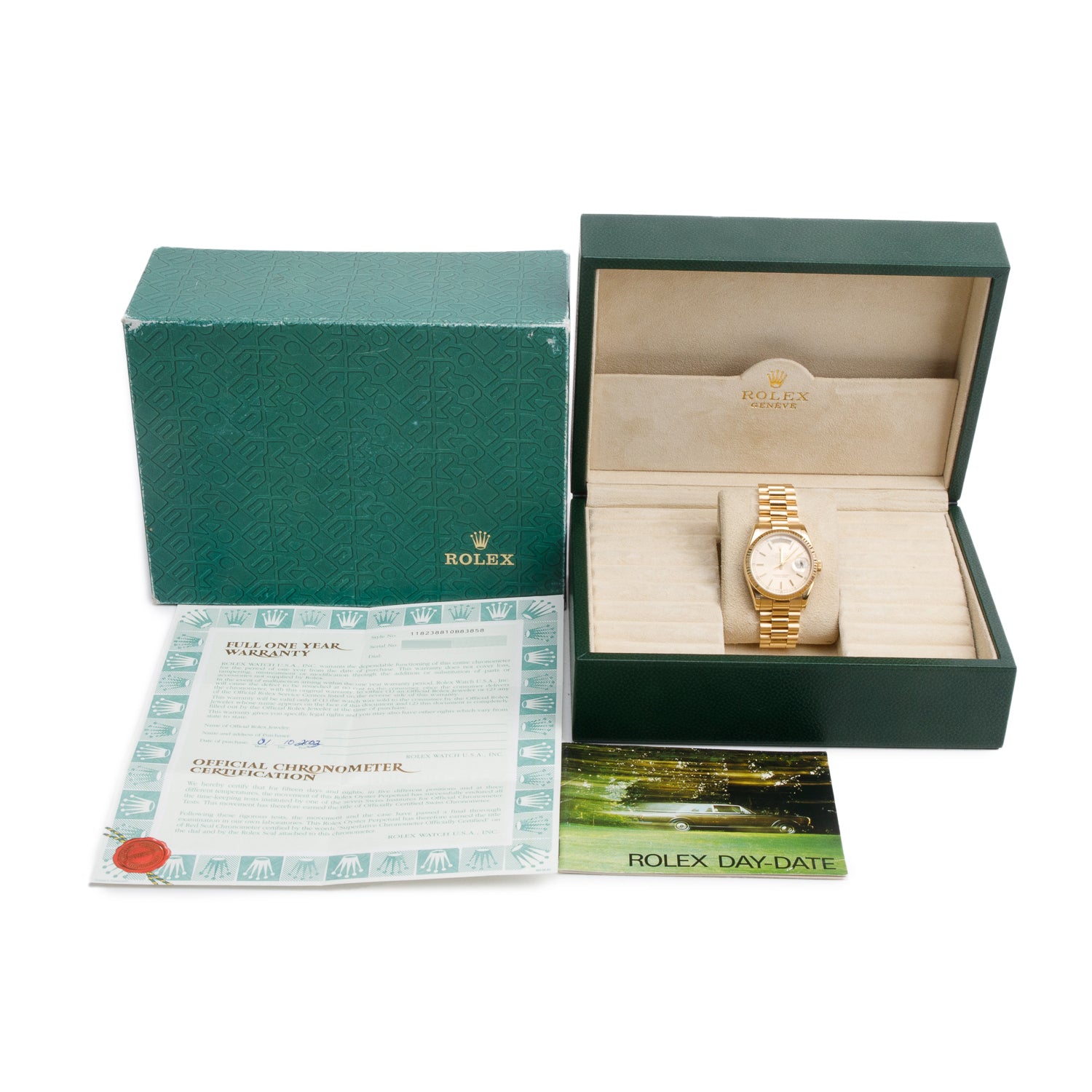 Rolex 18k Yellow Gold Day Date 36 MM President Watch 118238 w/ Box & Papers