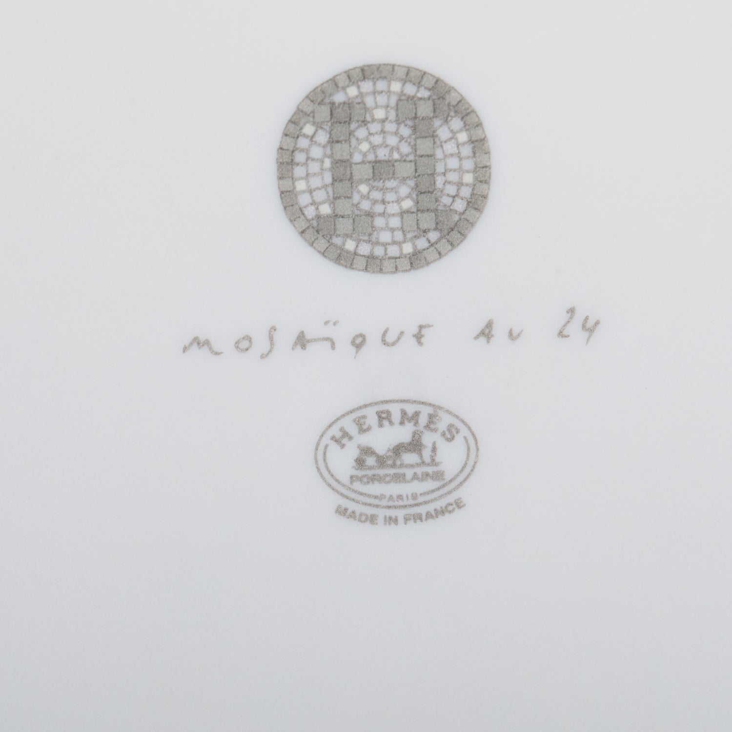 Hermes Mosaique Au 24 Platinum Square Plate w/ Box