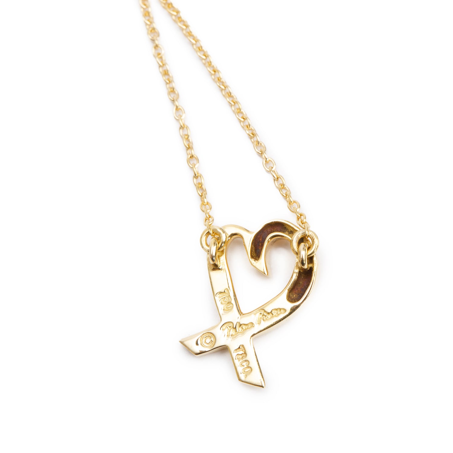 Tiffany & Co. Paloma Picasso 18k Yellow Gold Small Loving Heart Pendant Necklace w/ Box