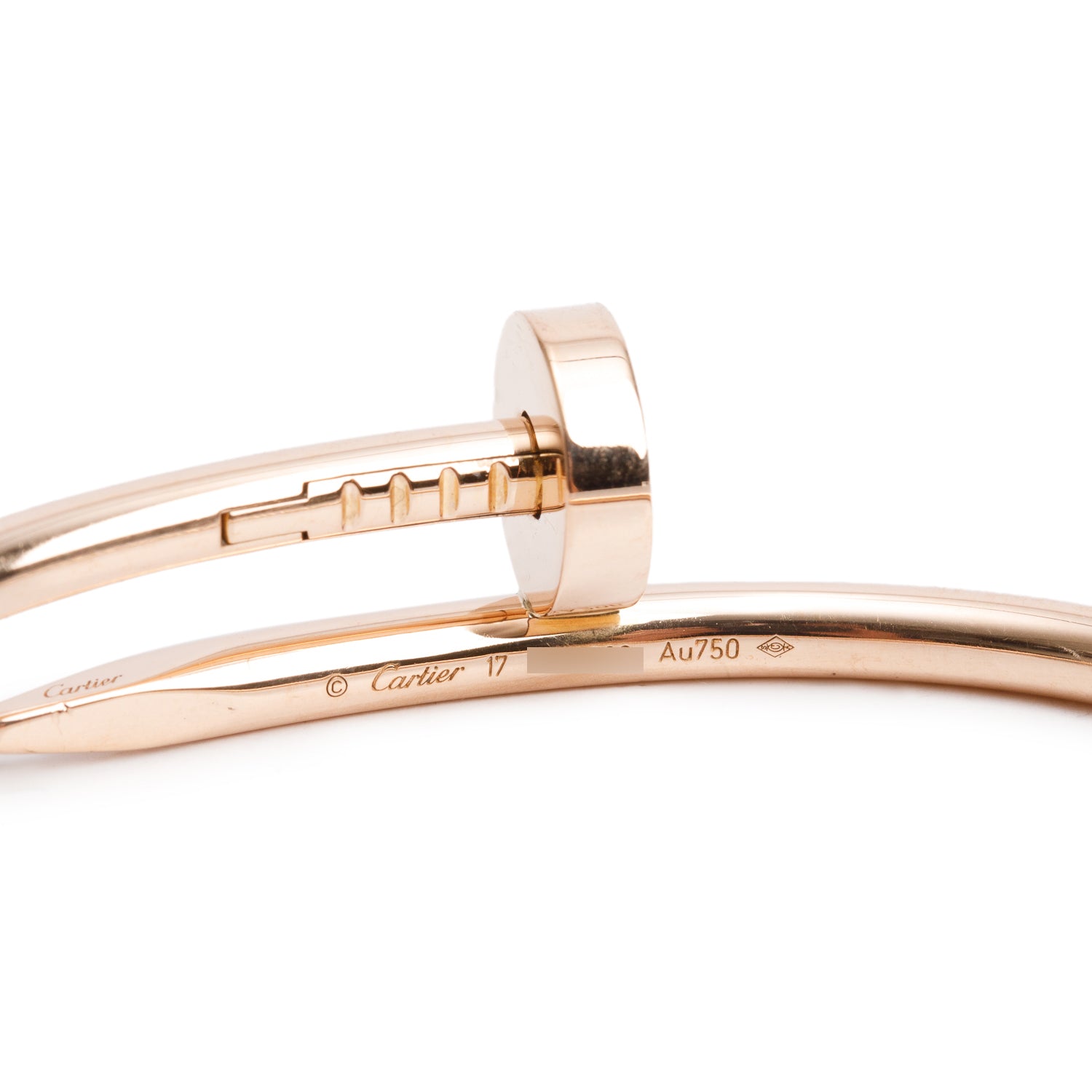 Cartier 18k Rose Gold Juste Un Clou Bracelet, Size 17 w/ Box & Certificate