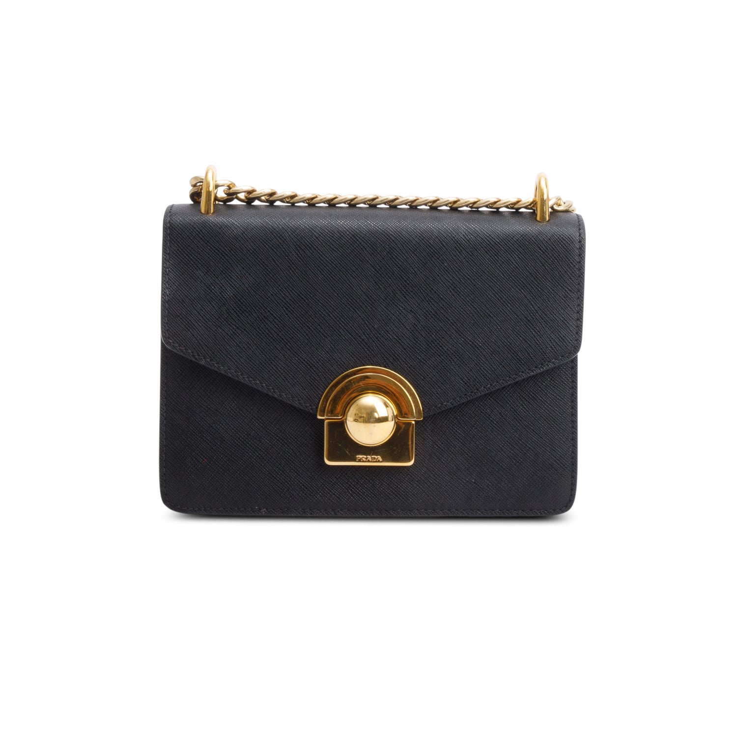 Prada Black Saffiano Soft Calf Leather Arcade Shoulder Bag w/ Authentcity Card