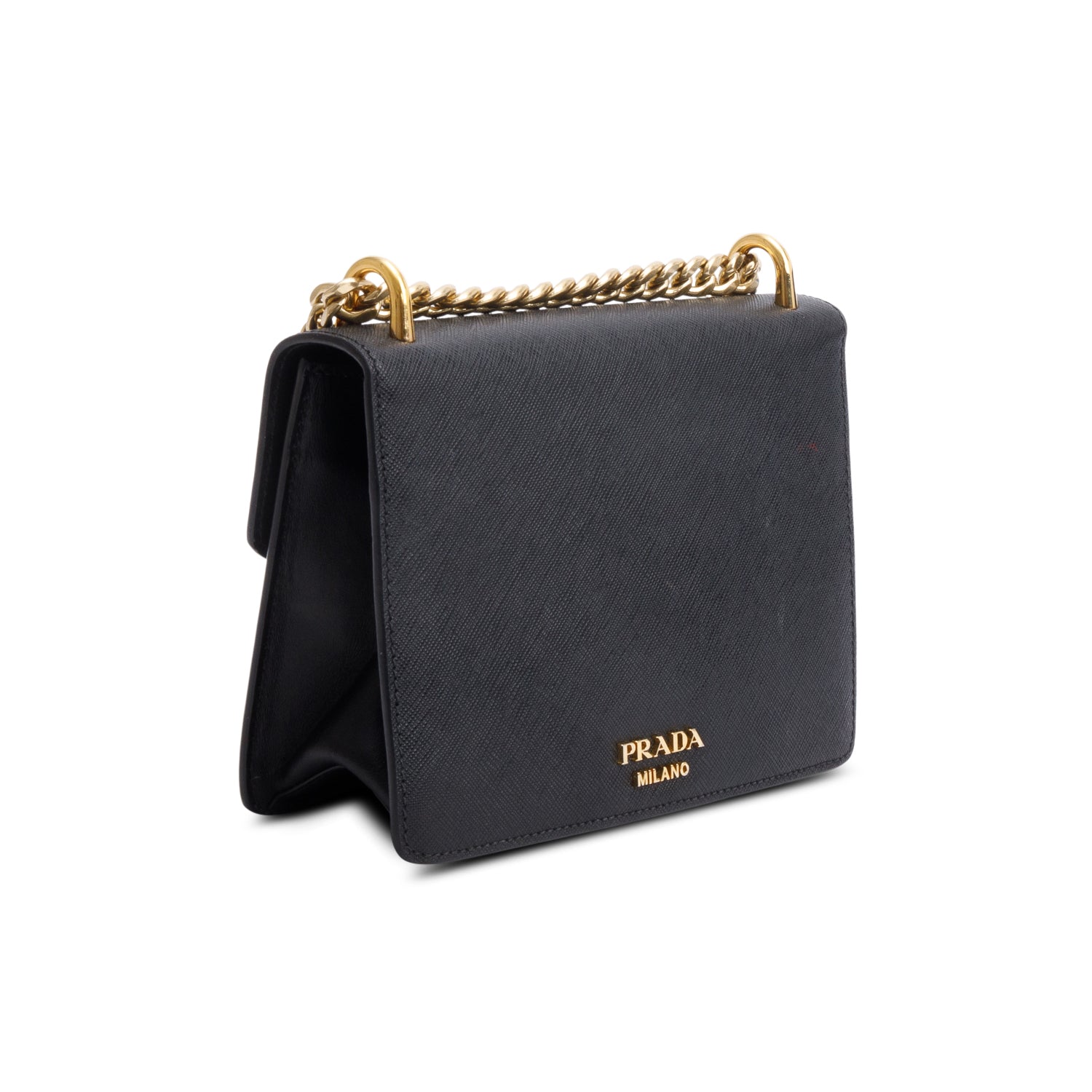 Prada Black Saffiano Soft Calf Leather Arcade Shoulder Bag w/ Authentcity Card