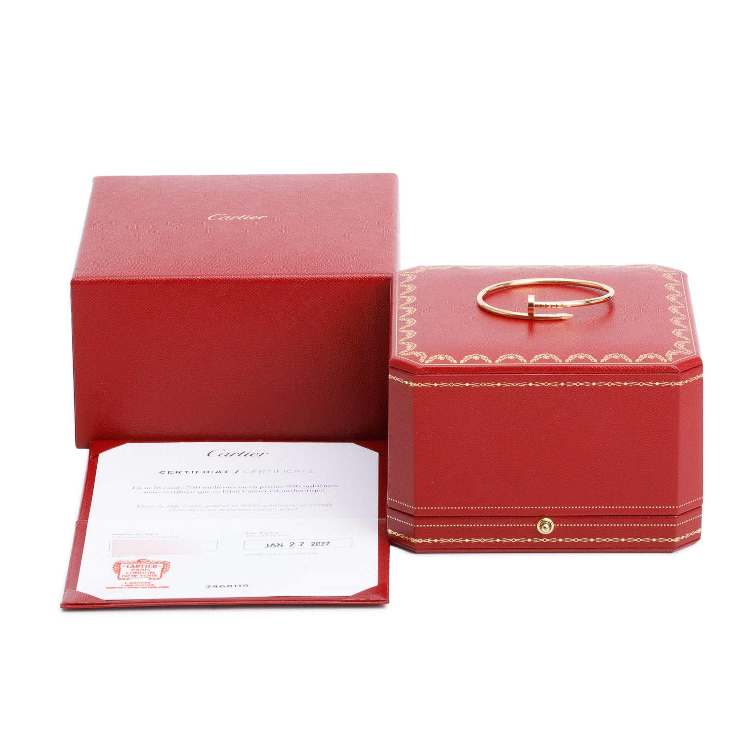 Cartier 2022 18k Yellow Gold Juste Un Clou Bracelet, Small Model Size 14 w/ Box & Receipt