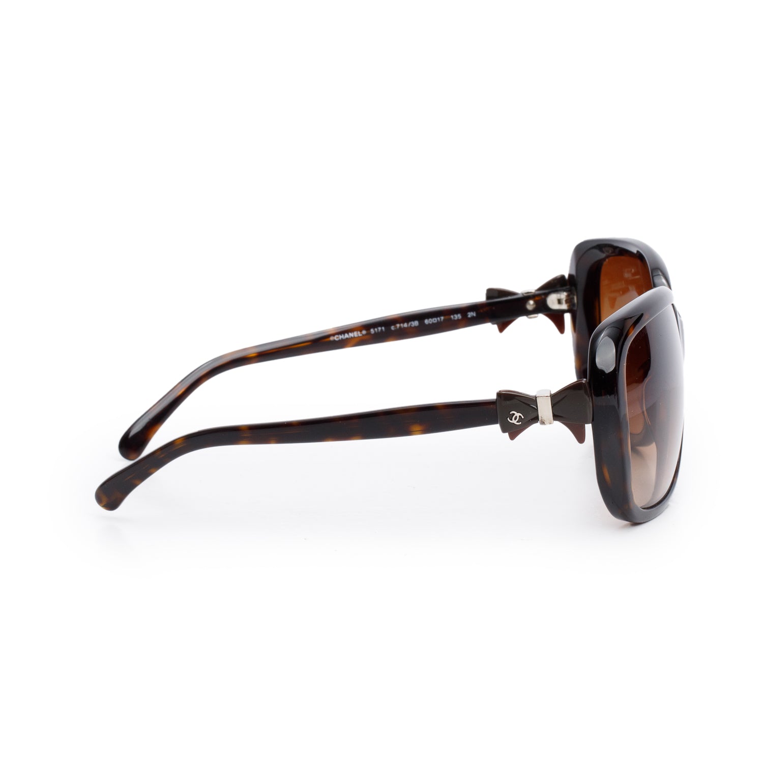 Chanel 5171 Havana Acetate CC Bow Sunglasses w/ Case