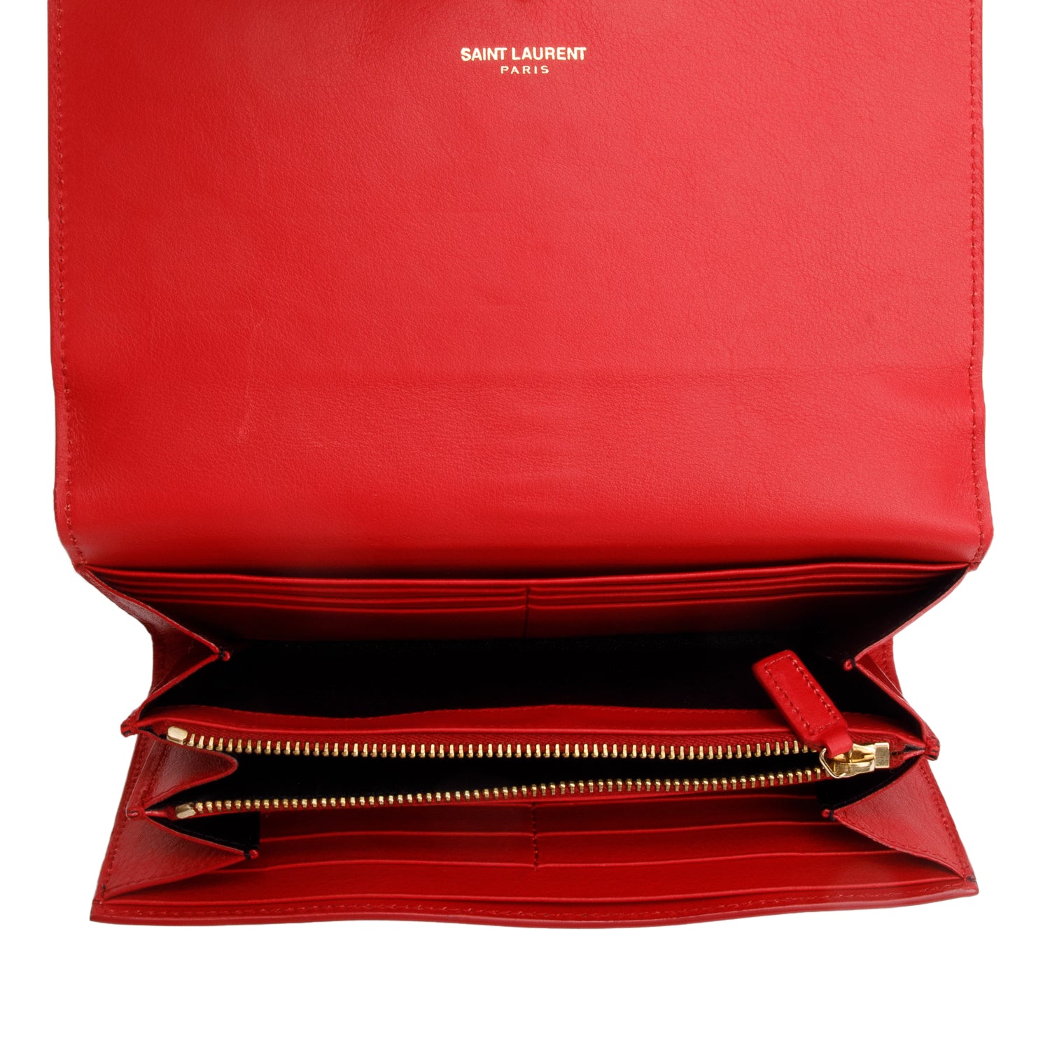 Saint Laurent Red Calfskin Classic Y Ligne Wallet w/ Box