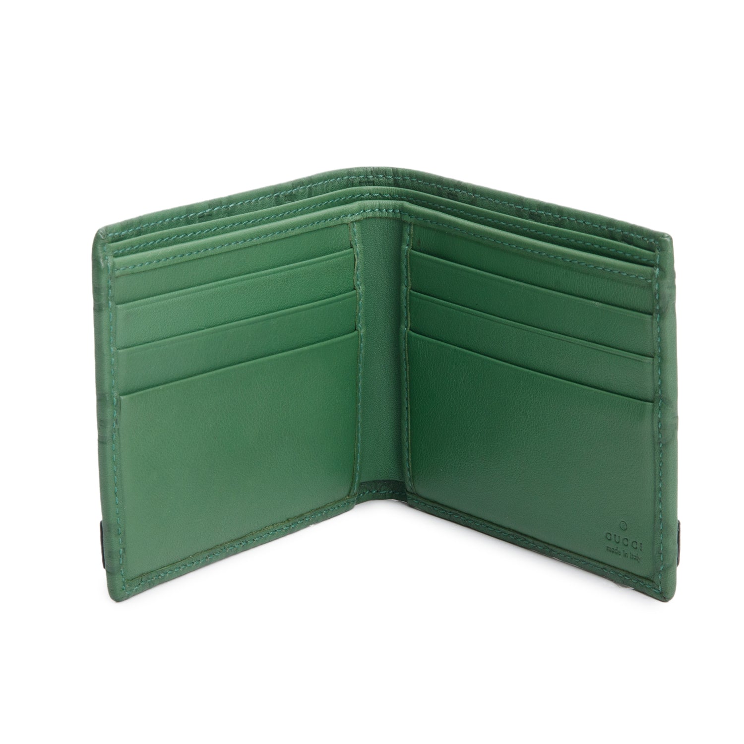Gucci Green GG Signature Leather Bifold Wallet w/ Box