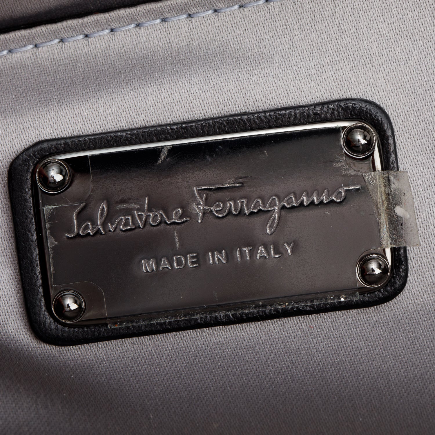 Ferragamo Black Satin Leather Musa Clutch Bag