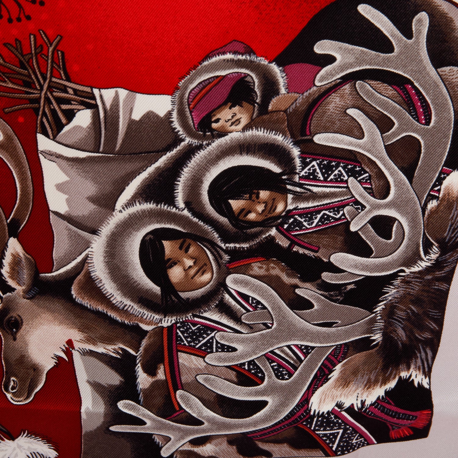 Hermes Multicolor 'La Vie Du Grand Nord' Silk Scarf 90 w/ Box