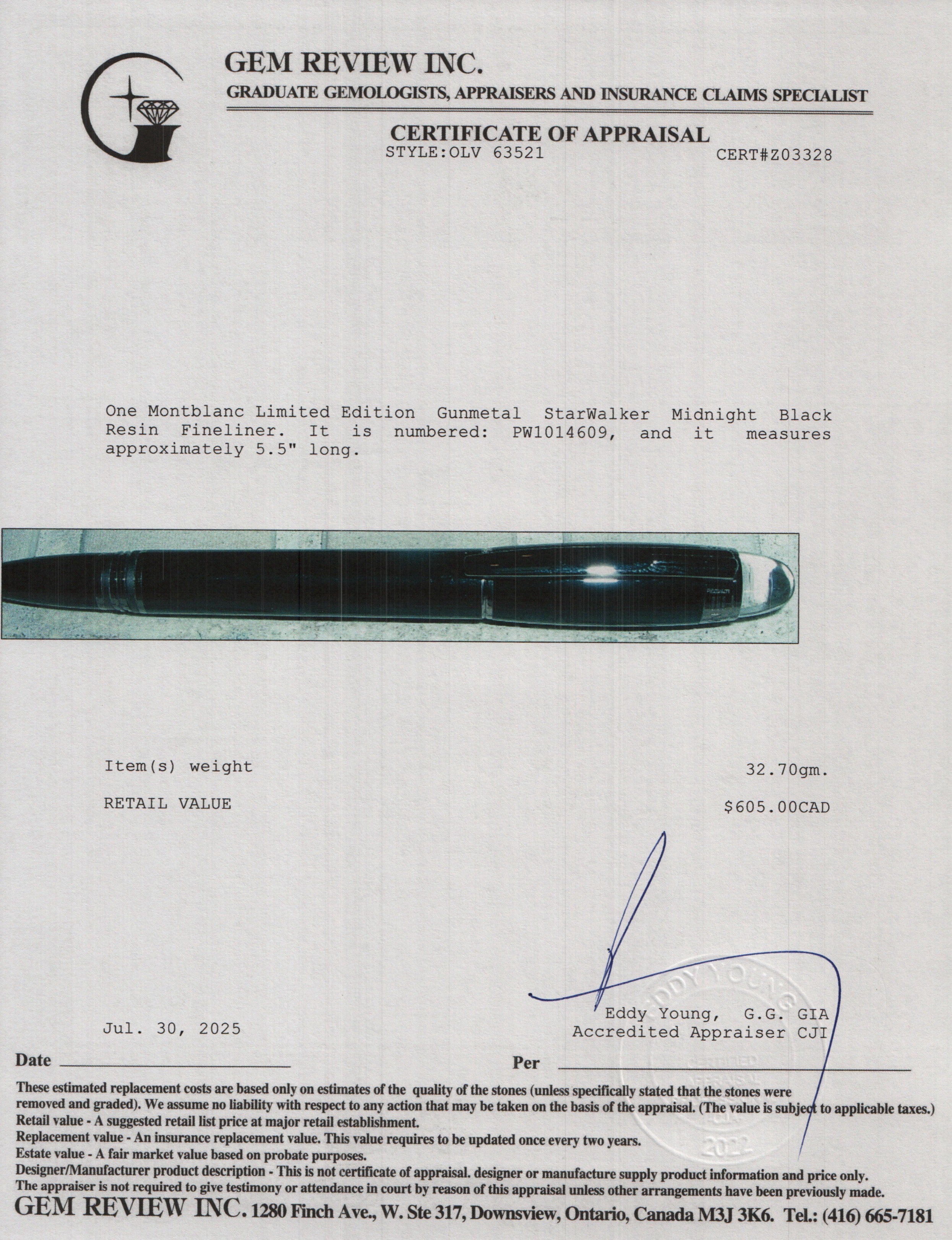 Montblanc Limited Edition Gunmetal StarWalker Midnight Black Resin Fineliner