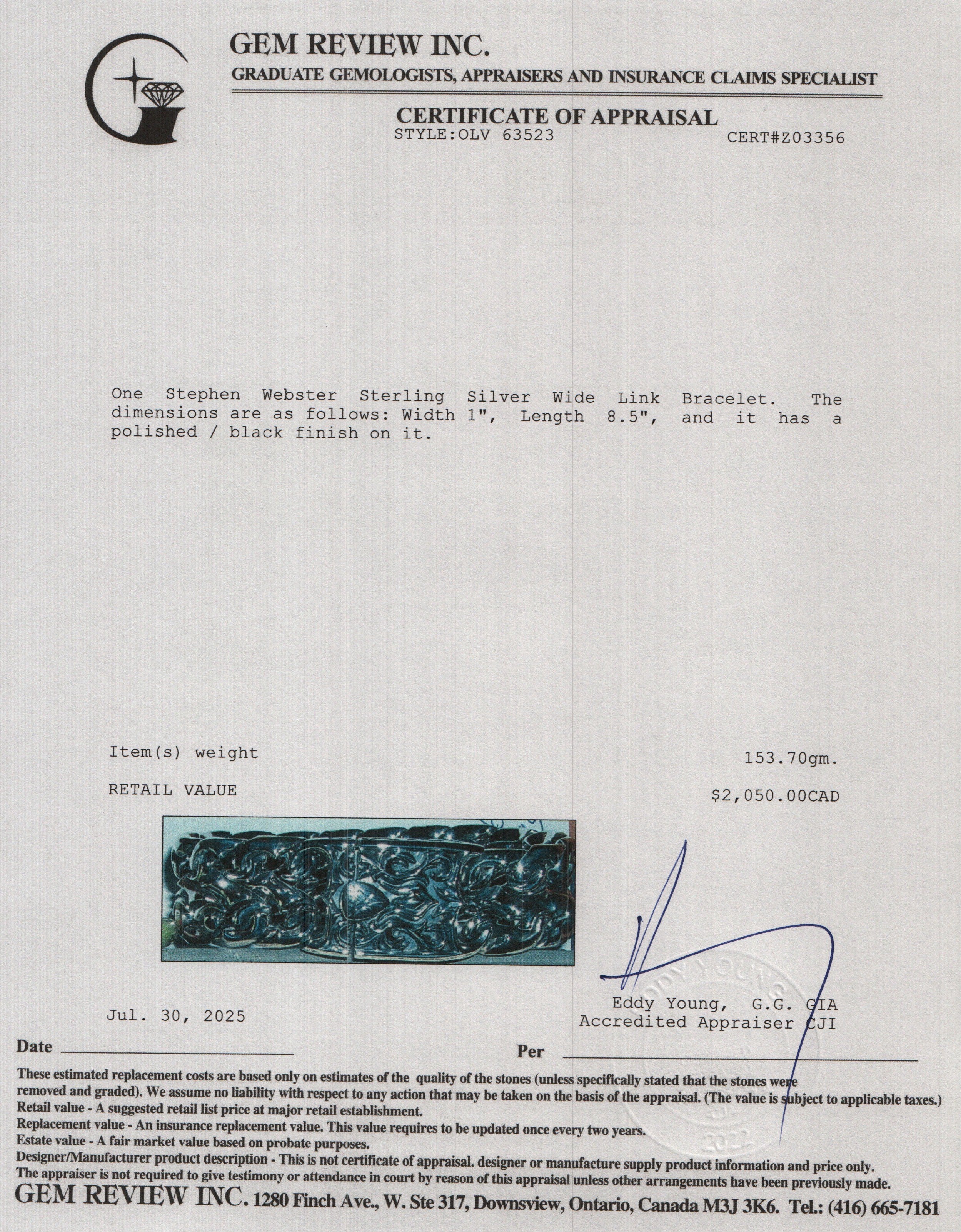 Stephen Webster Sterling Silver Wide Link Bracelet